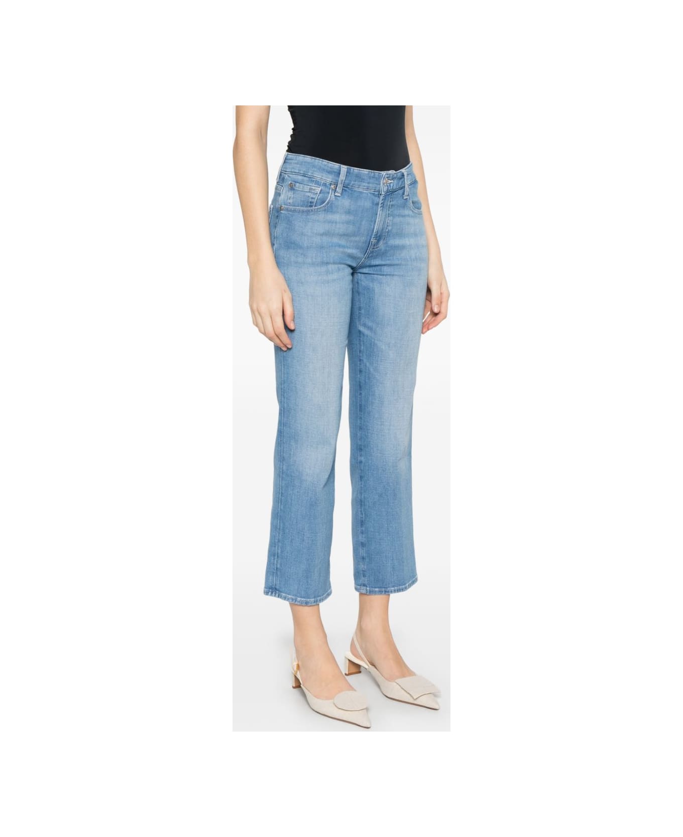 7 For All Mankind Calie Straighnt Cropped Jeans - Clear Blue