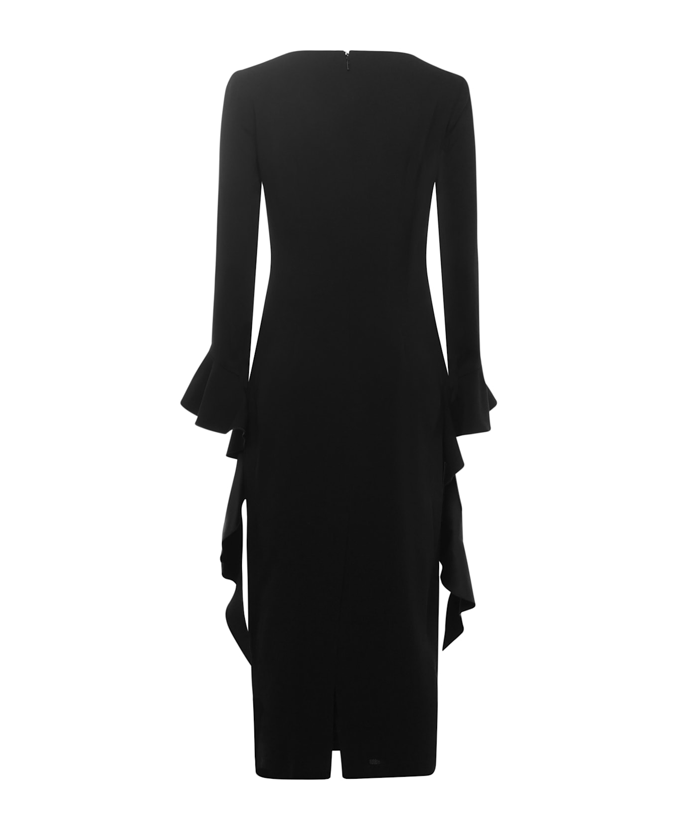 Pinko Stretch Viscose Dress With Ruffles - Black