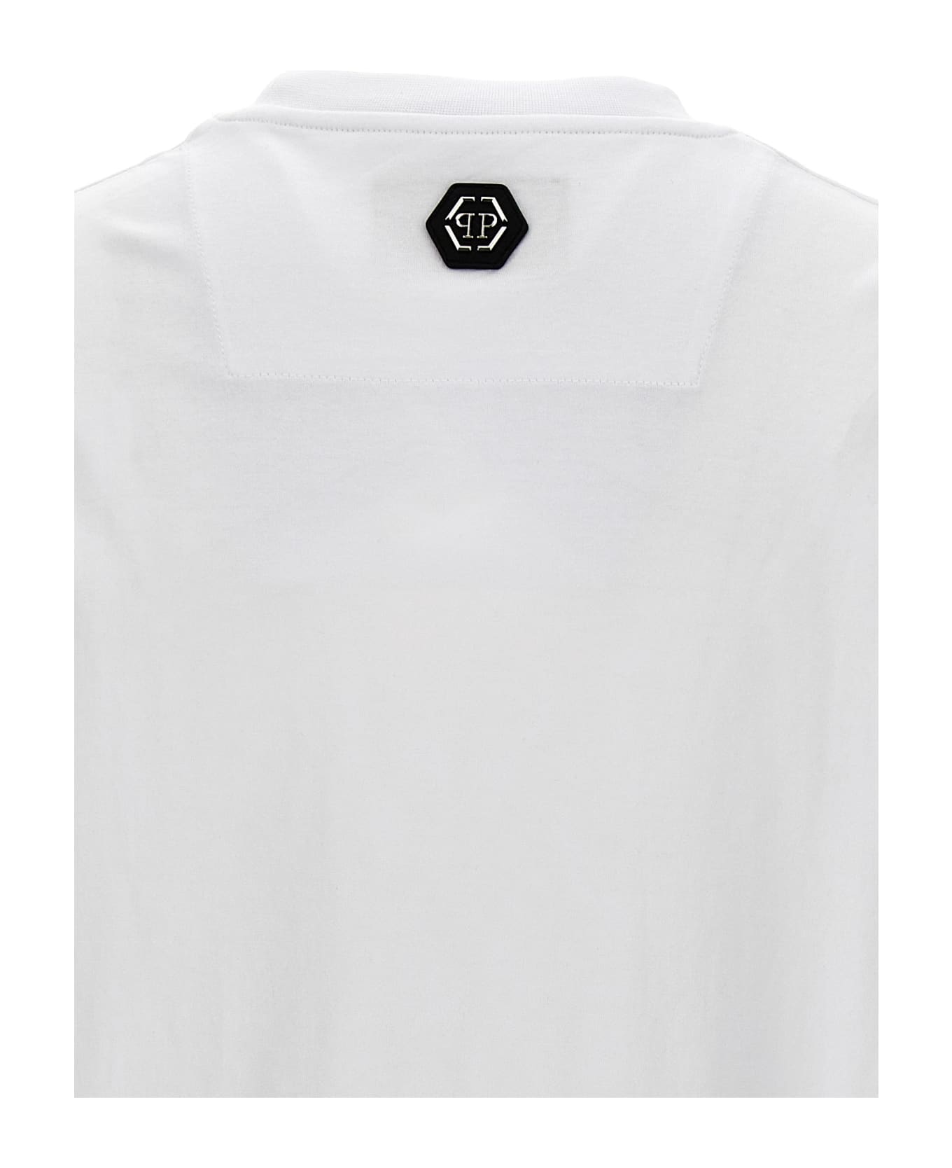 Philipp Plein Rhinestone Logo T-shirt - White シャツ