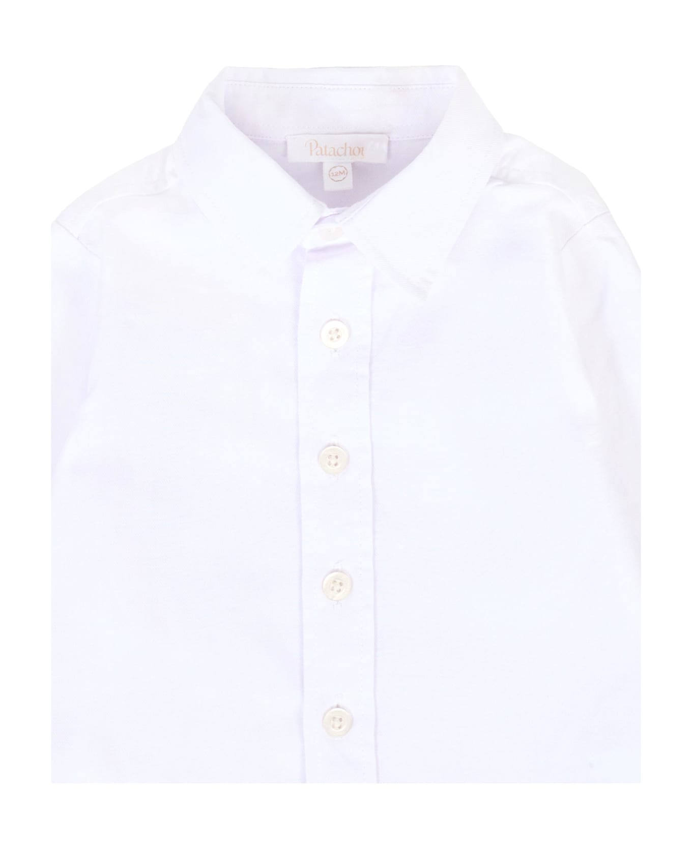 Patachou White Shirt For Baby Boy With Logo - White
