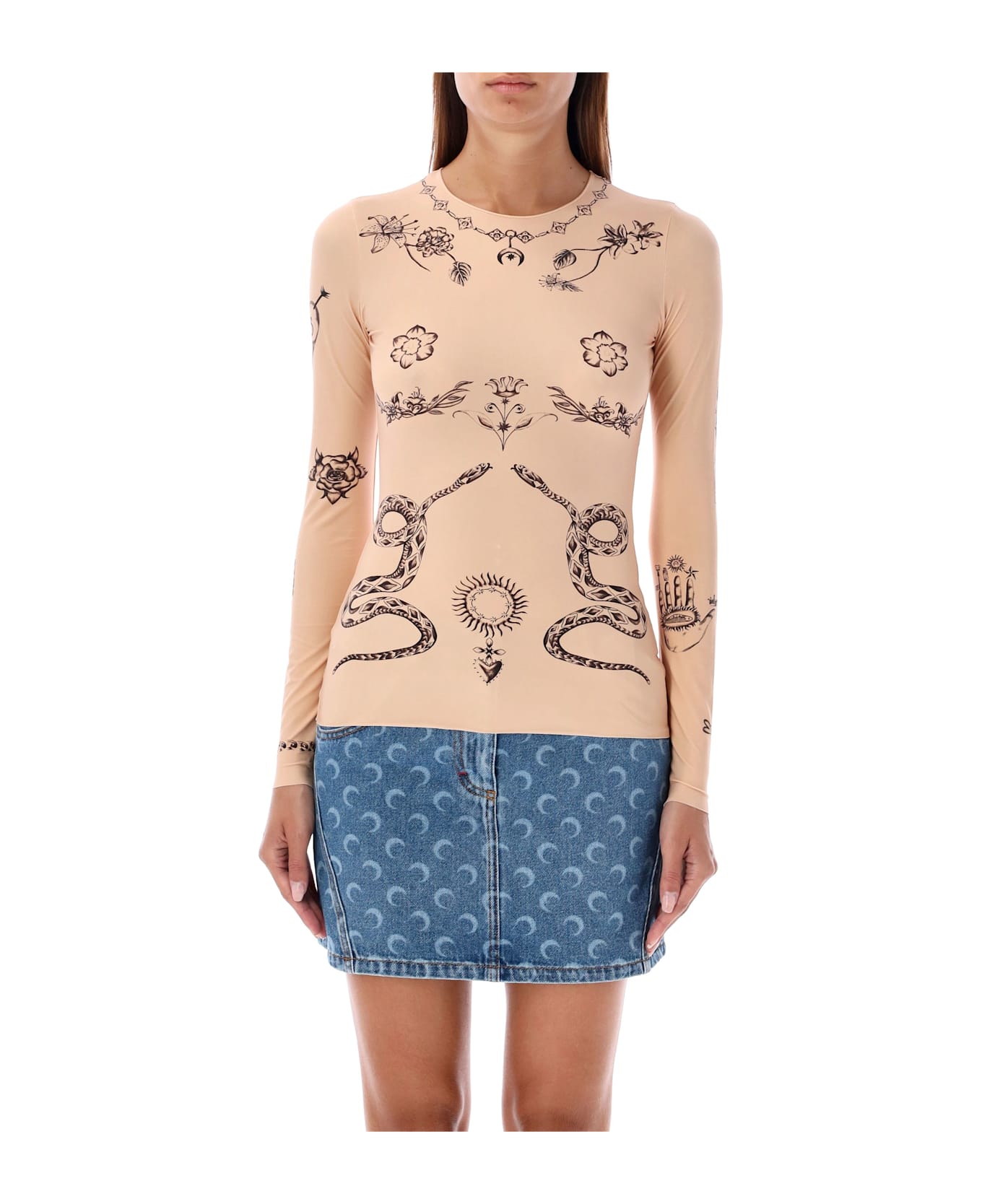 Marine Serre Tattoo Top - LIGHT TAN