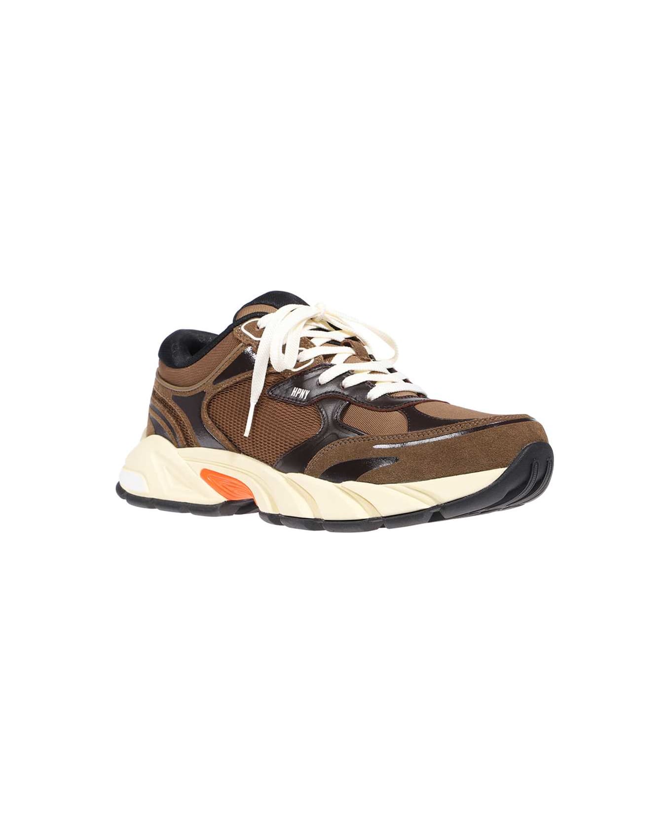 HERON PRESTON Block Stepper Suede Low-top Sneakers - brown