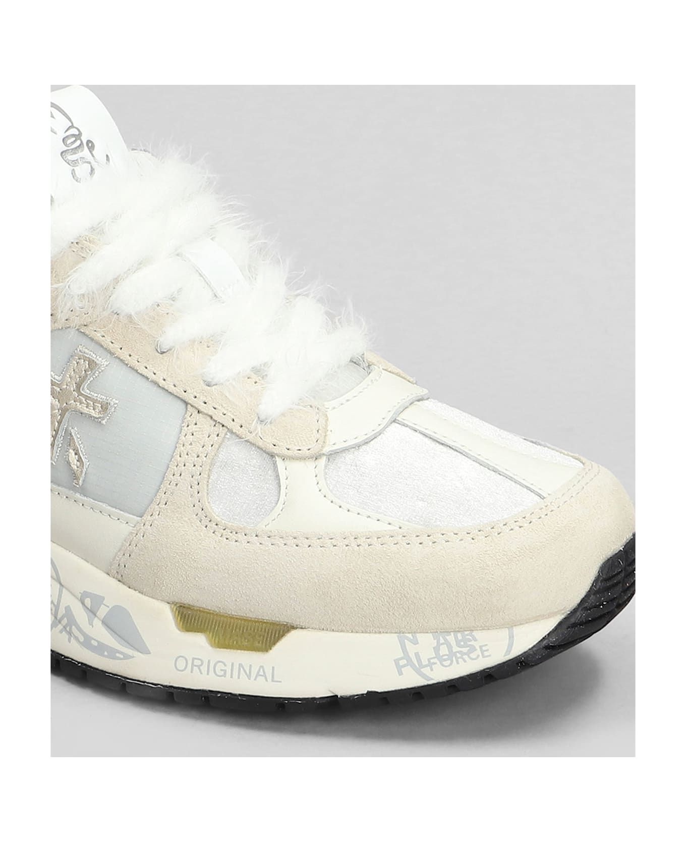 Premiata Mase Sneakers In Beige Suede And Fabric - beige