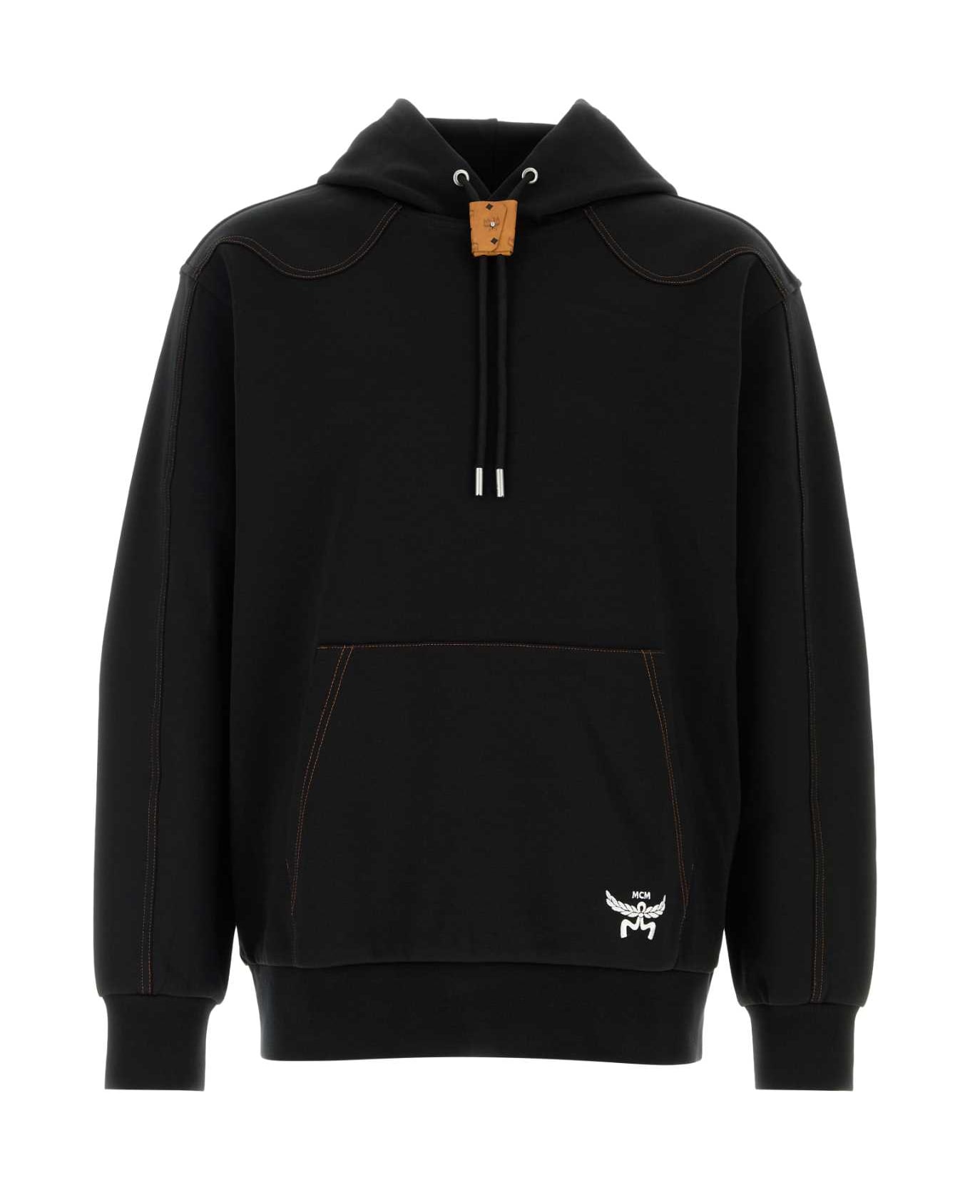MCM Black Stretch Polyester Blend Sweatshirt - BLACK