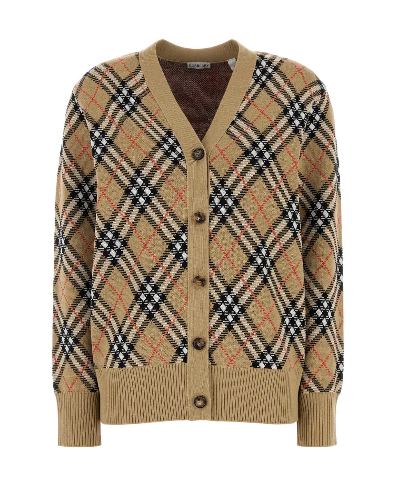 Burberry Embroidered Wool Blend Cardigan - SANDSANDIPCHECK