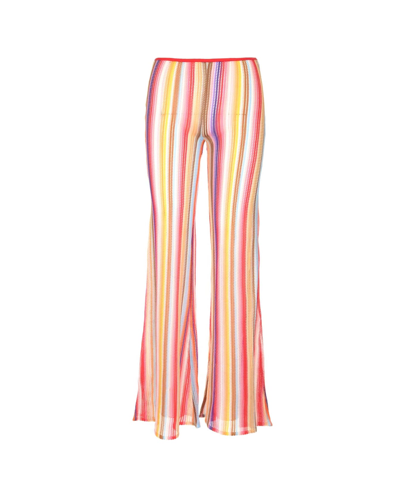 Missoni Flared Viscose Knit Trousers - Multicolor red strip ボトムス