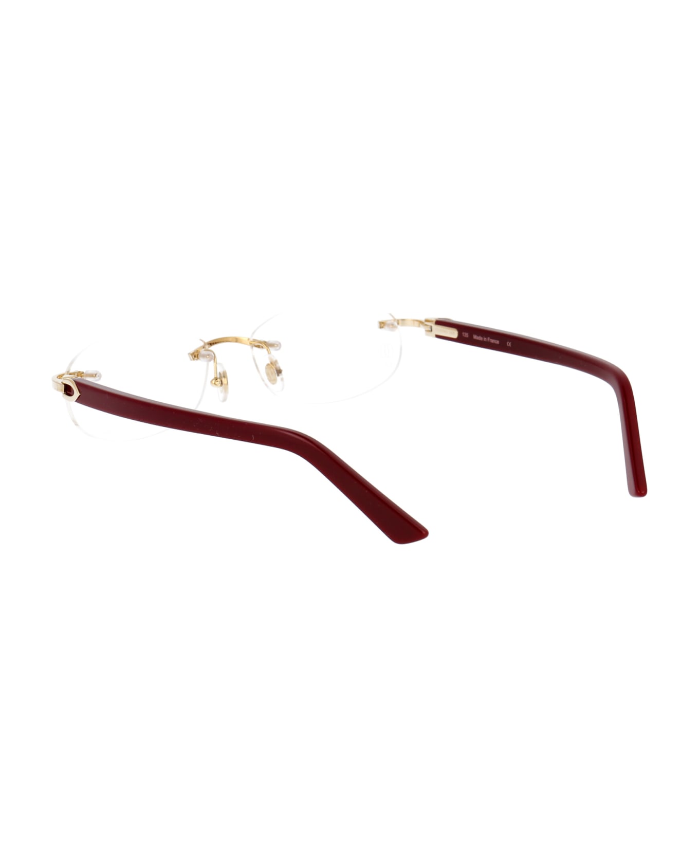 Cartier Eyewear Ct0056o Glasses - 003 GOLD BURGUNDY TRANSPARENT アイウェア