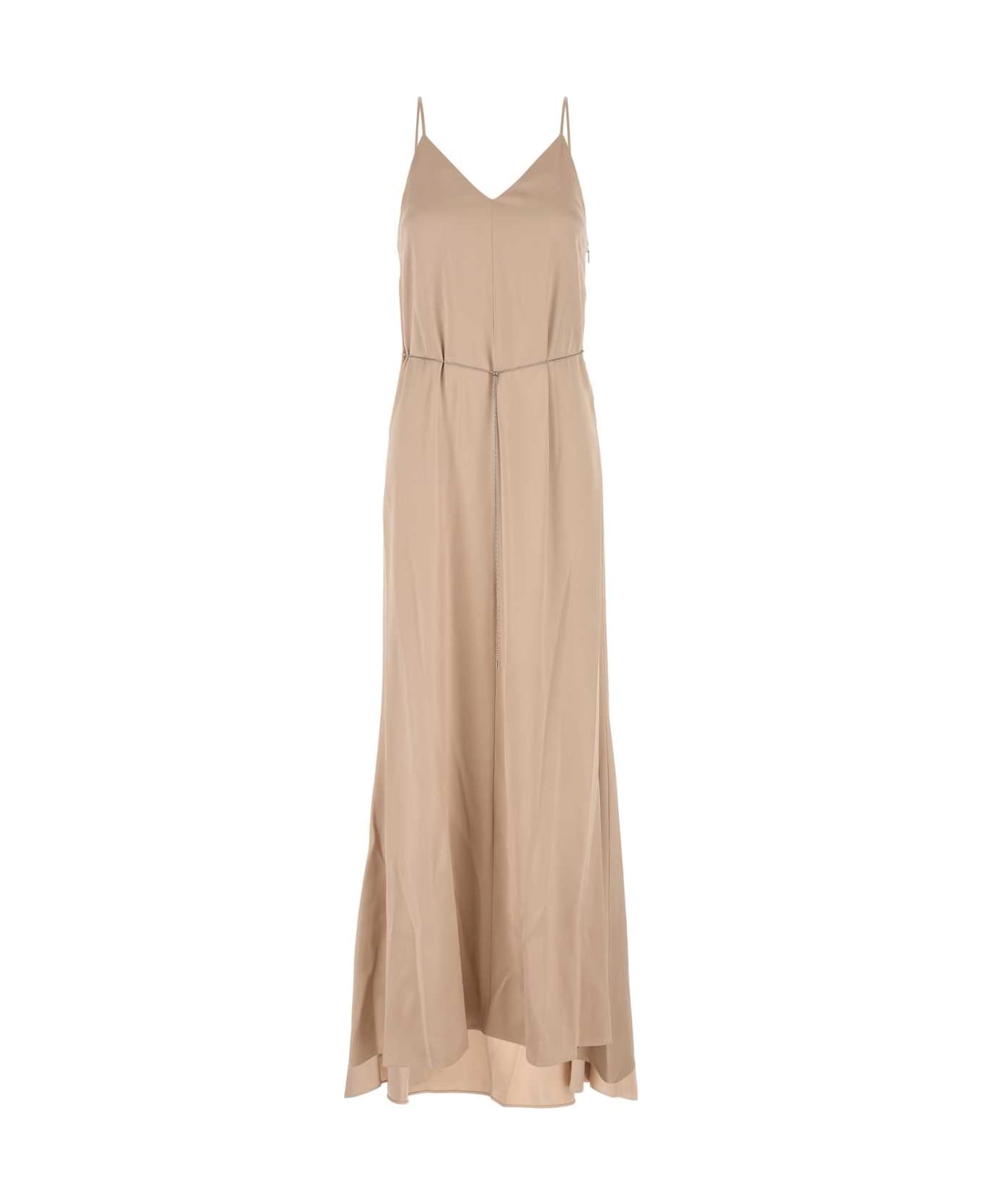 Fendi Beige Satin Long Dress - PINK