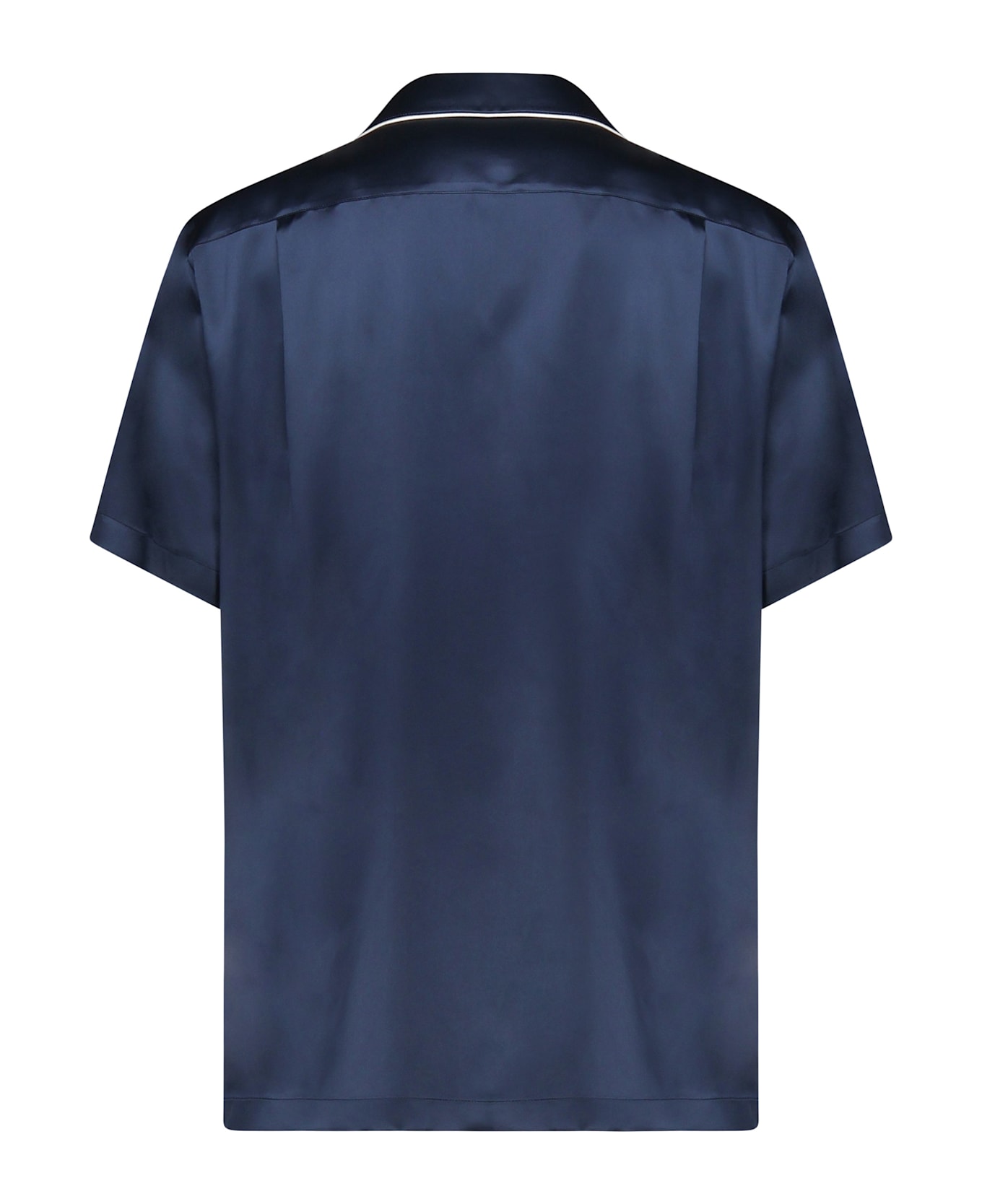 Dolce 
Gabbana Logo Embroidered Satin Shirt - Blue