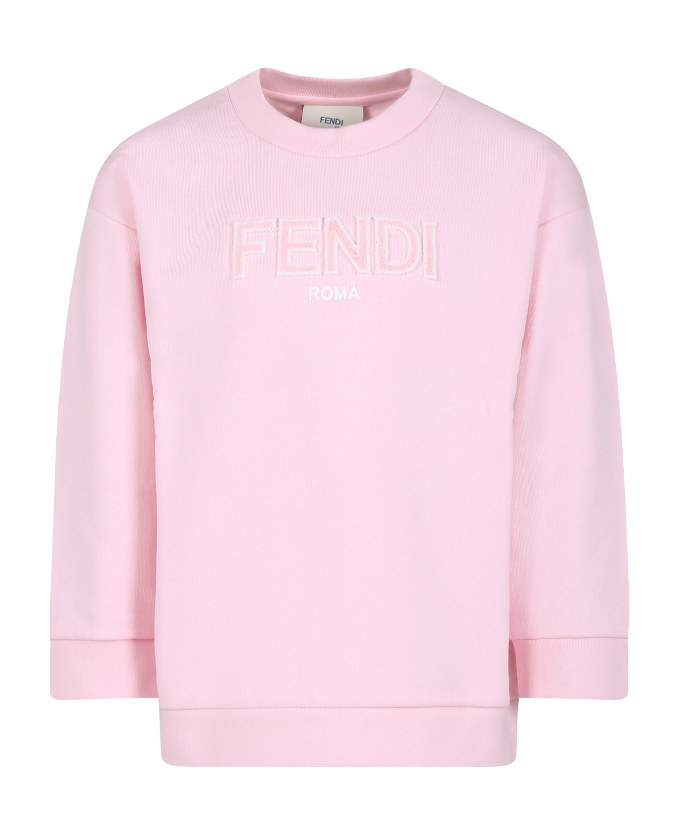 Fendi Pink Sweatshirt For Girl With Fendi Logo - Pink