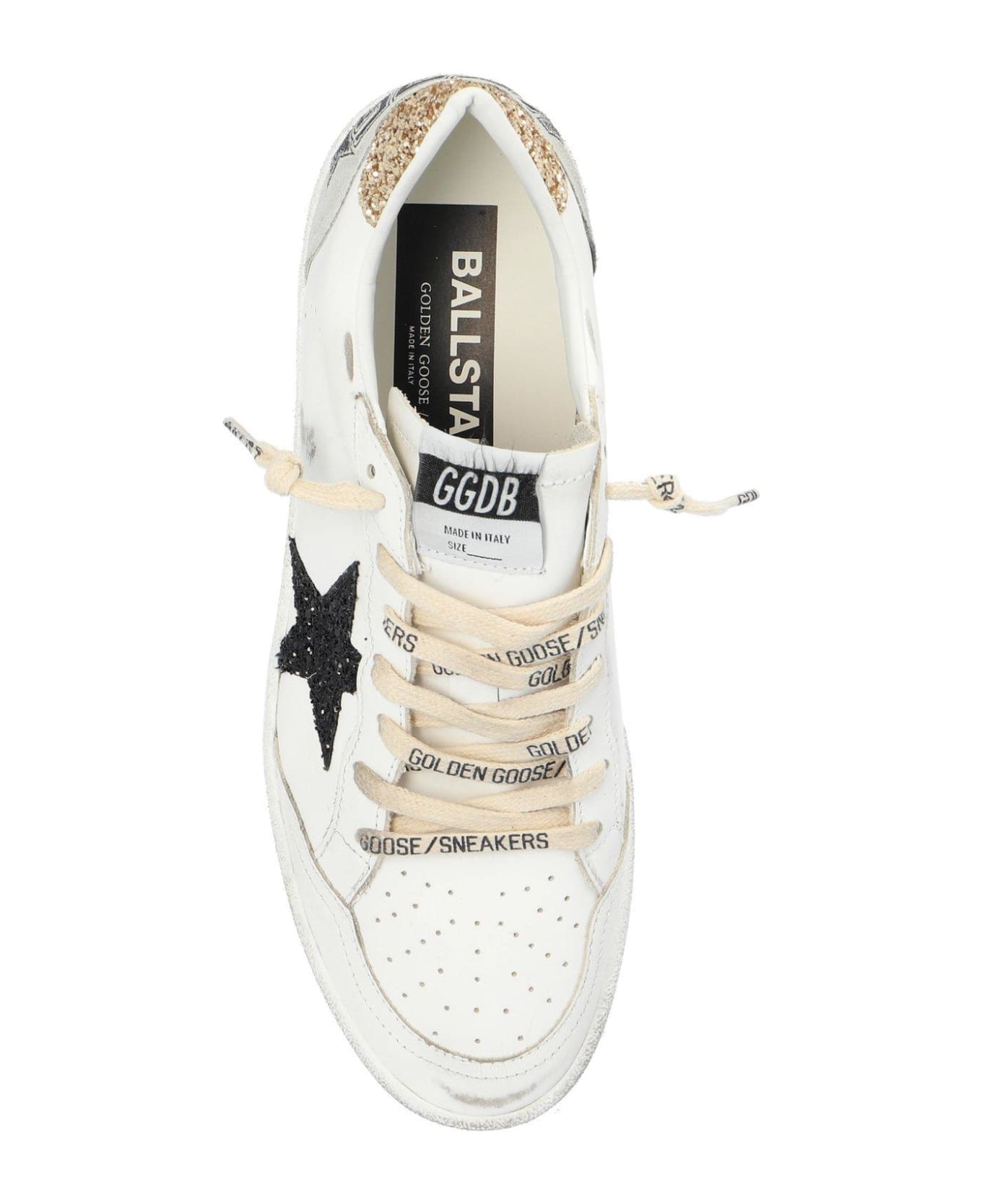 Golden Goose Star Glittered Lace-up Sneakers - White/Black