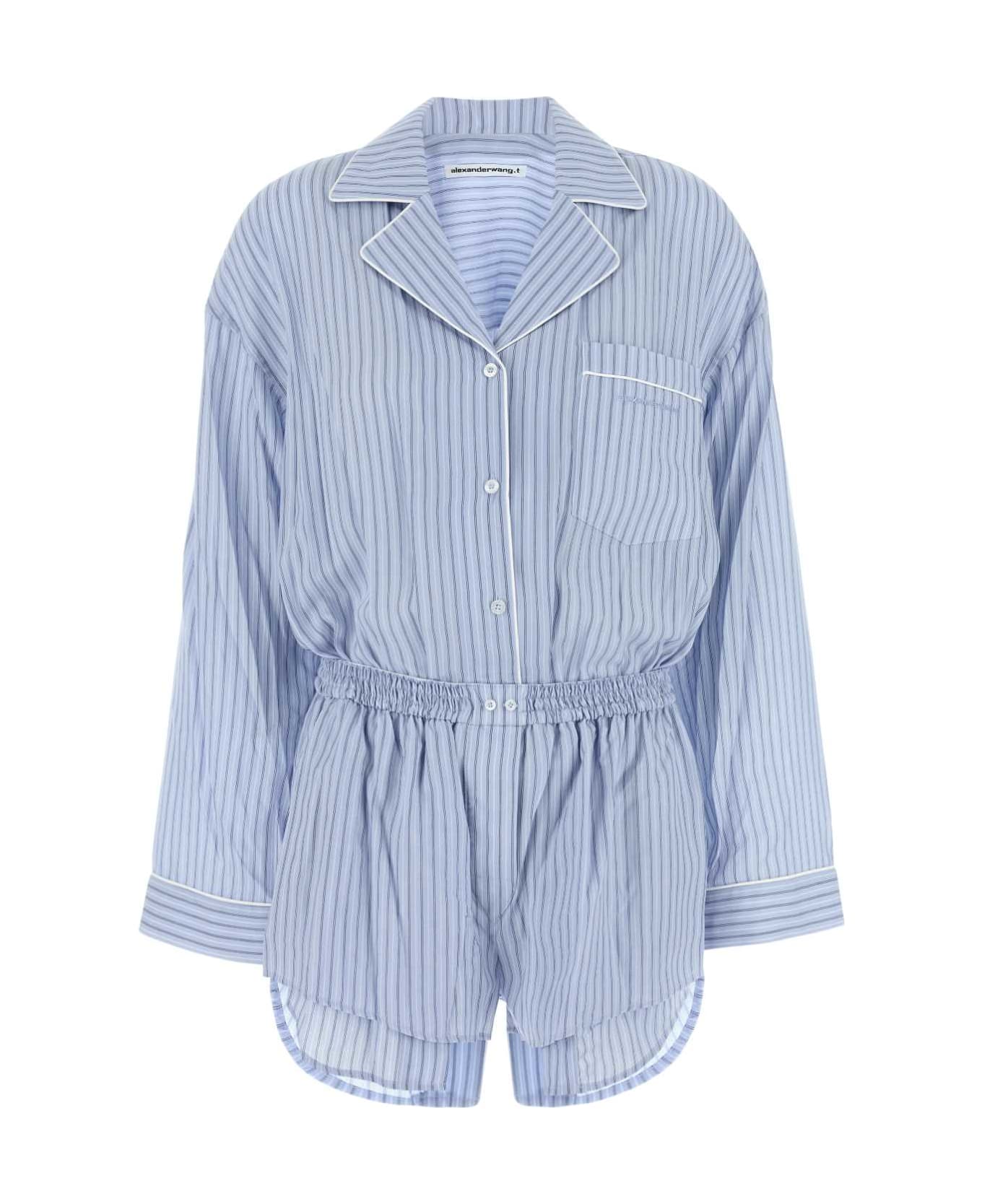T by Alexander Wang Embroidered Lyocell Jumpsuit - OXFORDBLUEMULTI