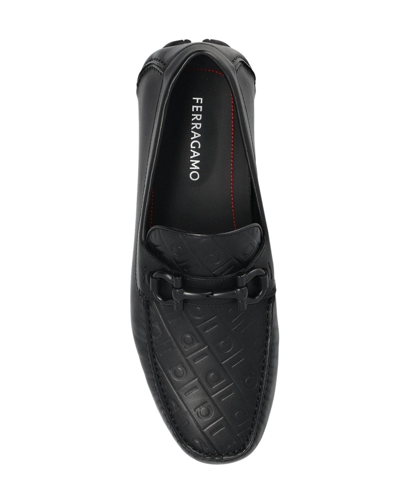 Ferragamo Gancini-plaque Slip-on Loafers - BLACK