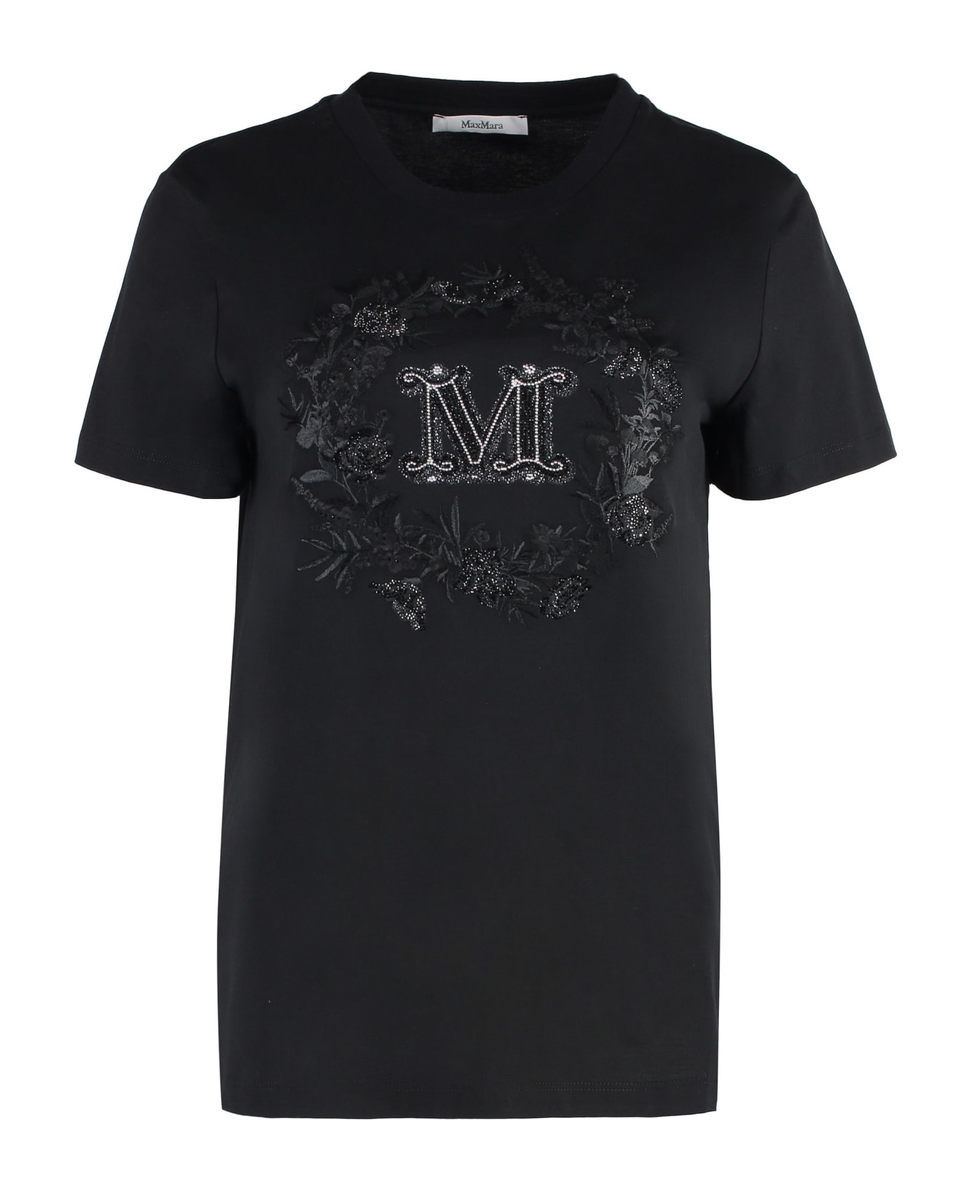 Max Mara Elmo Cotton Crew-neck T-shirt - black Tシャツ