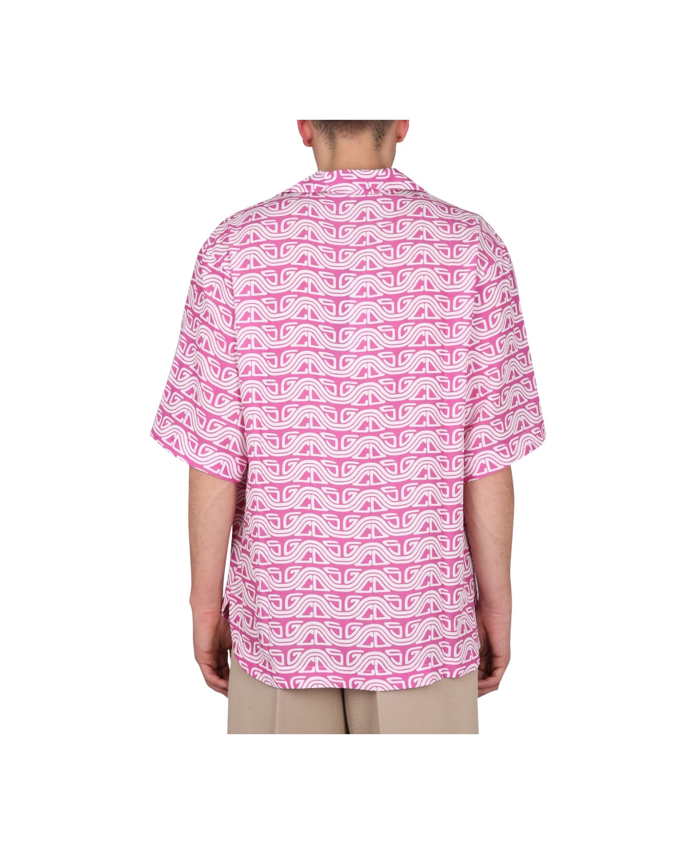GCDS Monogram Waved Shirt - FUCHSIA
