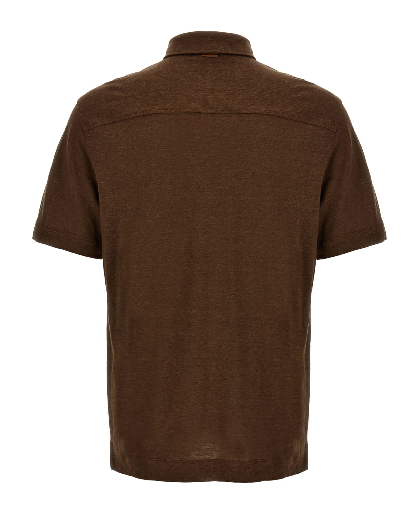 Zegna Linen Polo Shirt - Brown