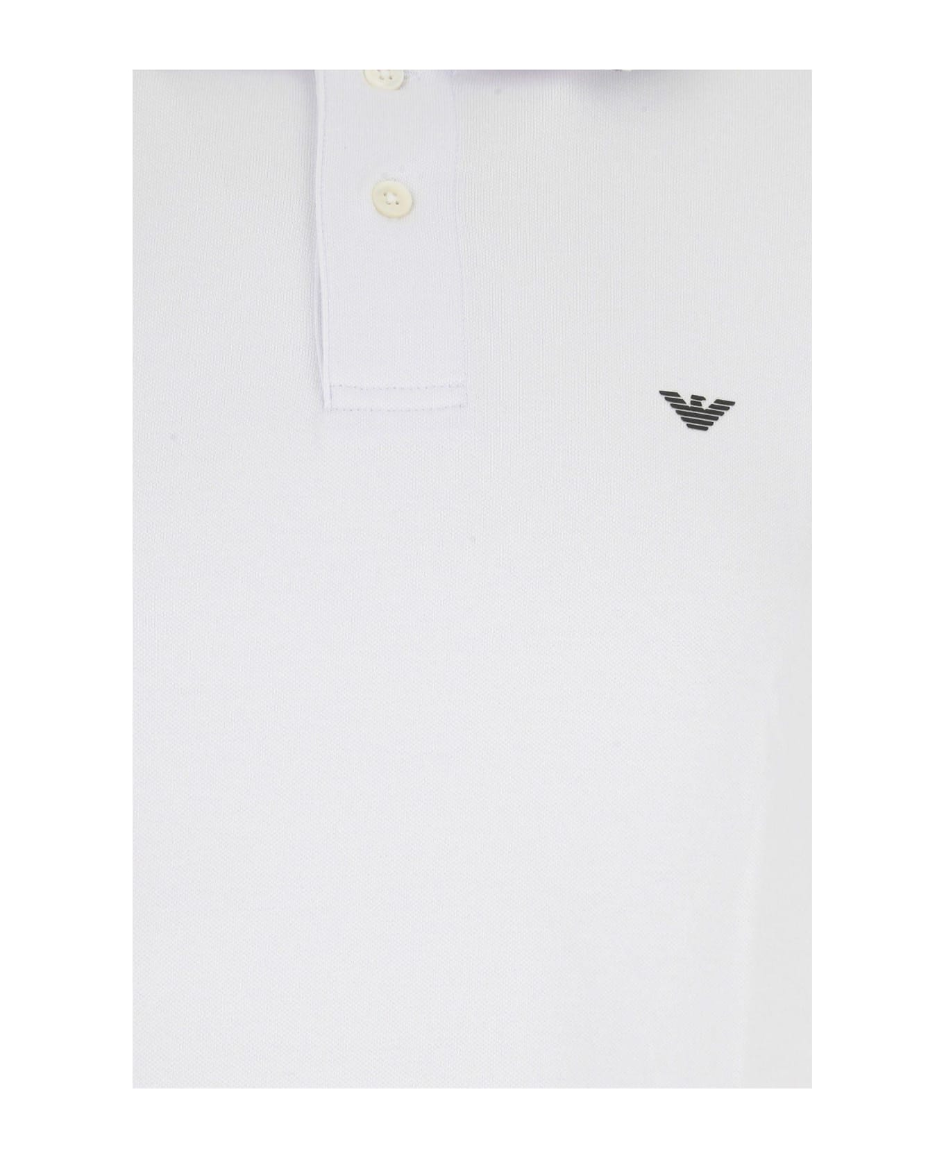 Emporio Armani White Stretch Cotton Polo Shirt - Bianco Ottico シャツ