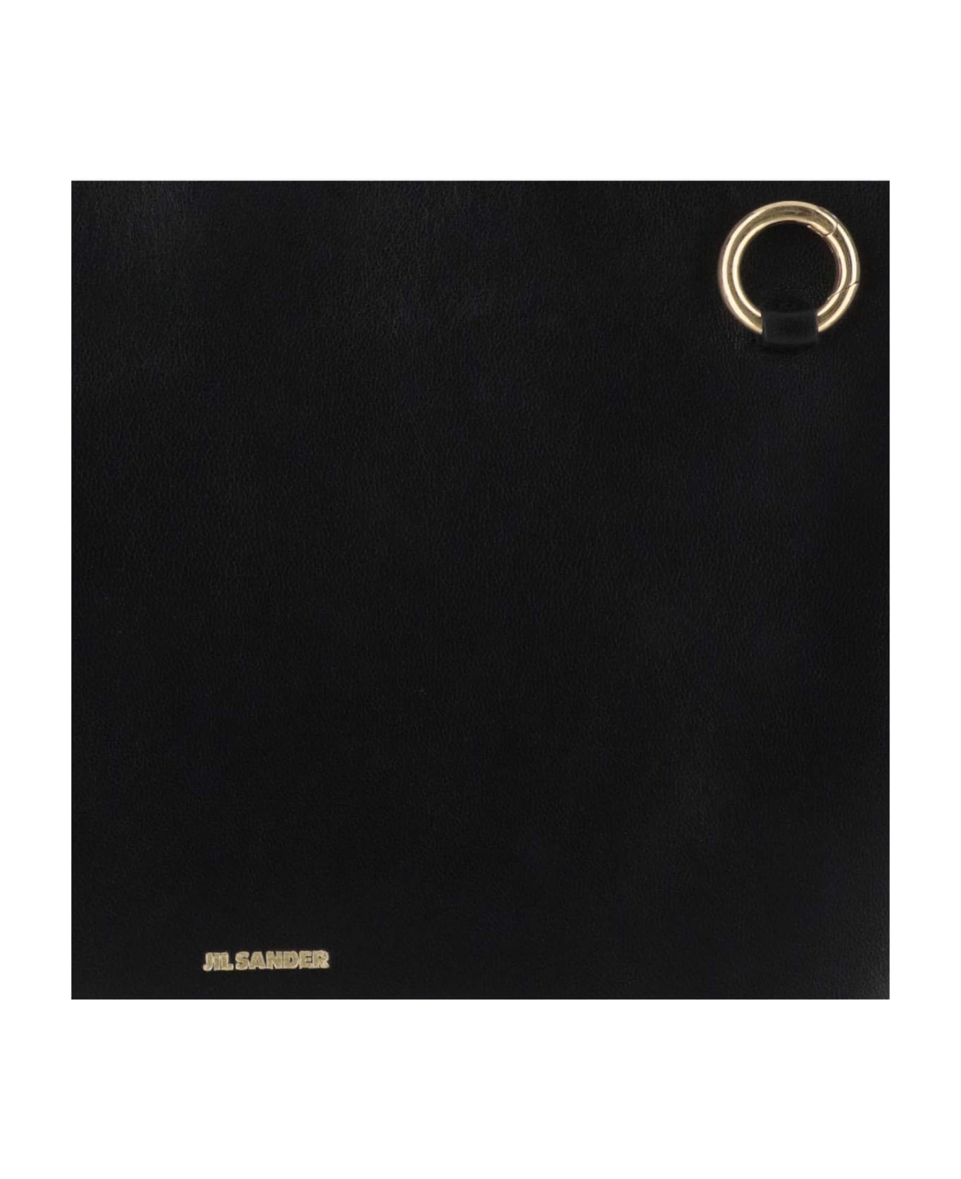 Jil Sander Leather Shoulder Bag With Logo - Black