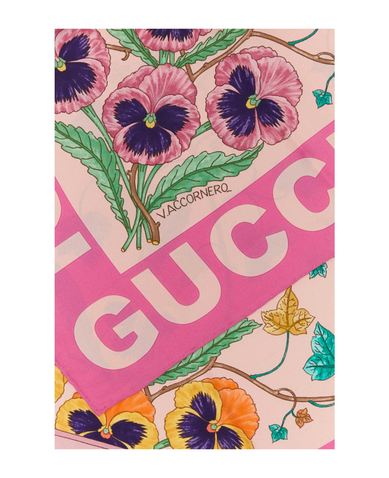 Gucci Printed Silk Foulard - ROSEATEPINK