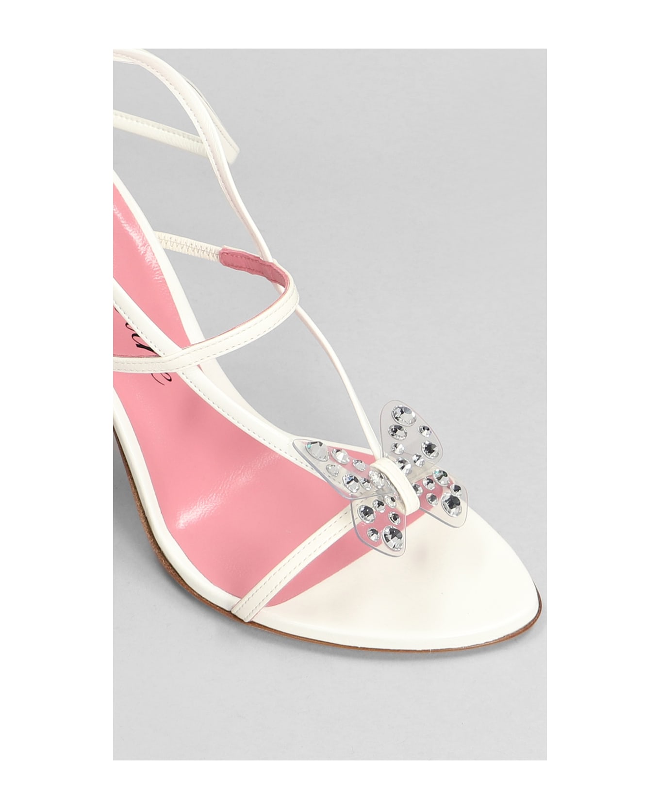 Blumarine Butterfly 111 Sandals In White Leather - white