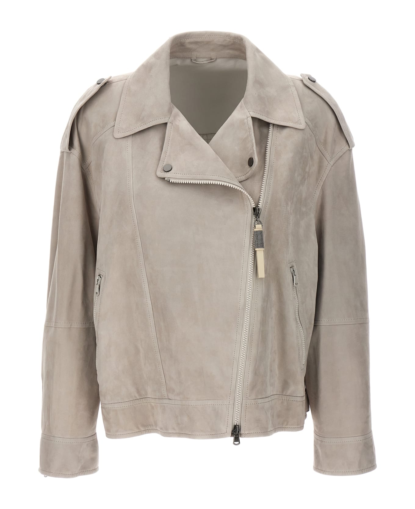 Brunello Cucinelli Leather Jacket - Gray
