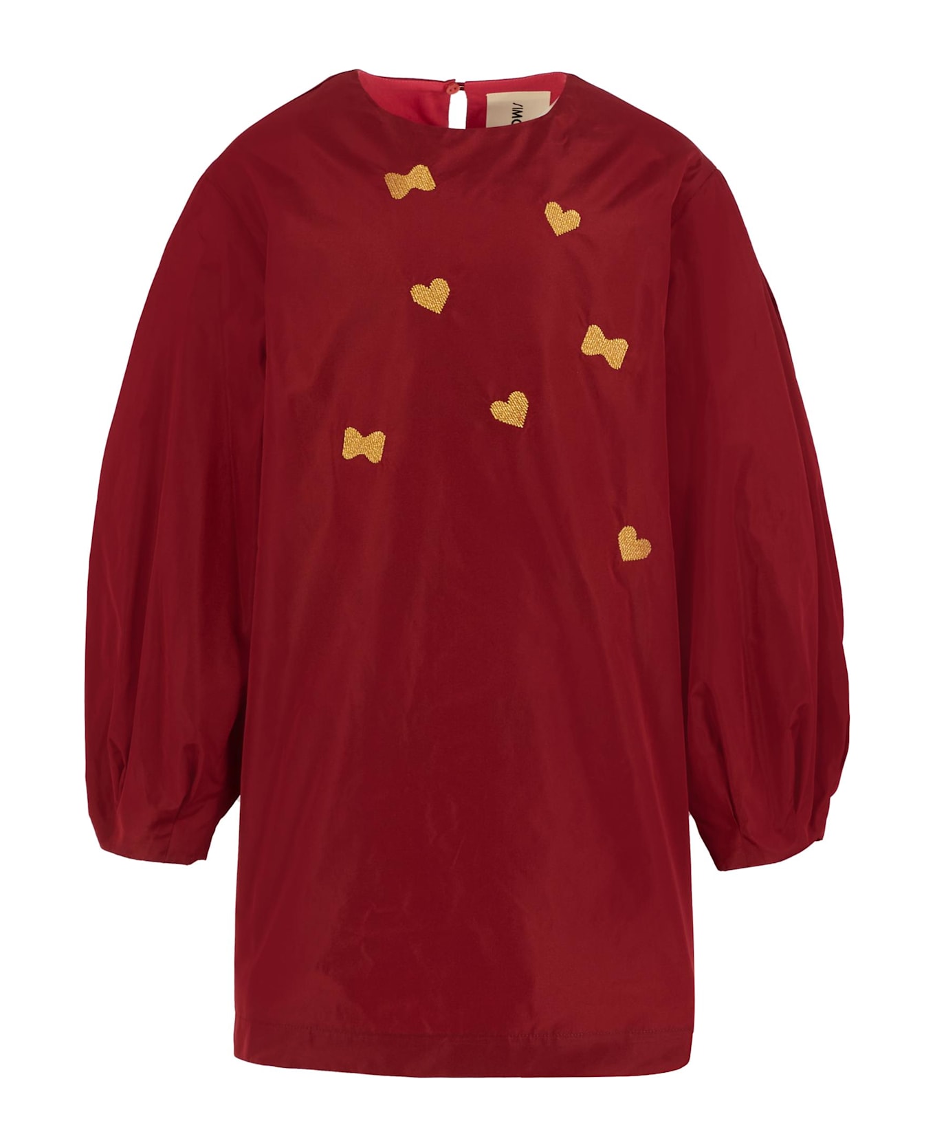 Simonetta Burgundy Dress For Girl With Hearts - Bordeaux