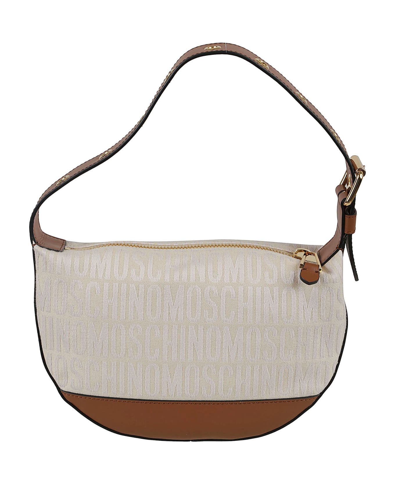 Moschino Canvas Jacquard Logo Shoulder Bag - Ivory トートバッグ