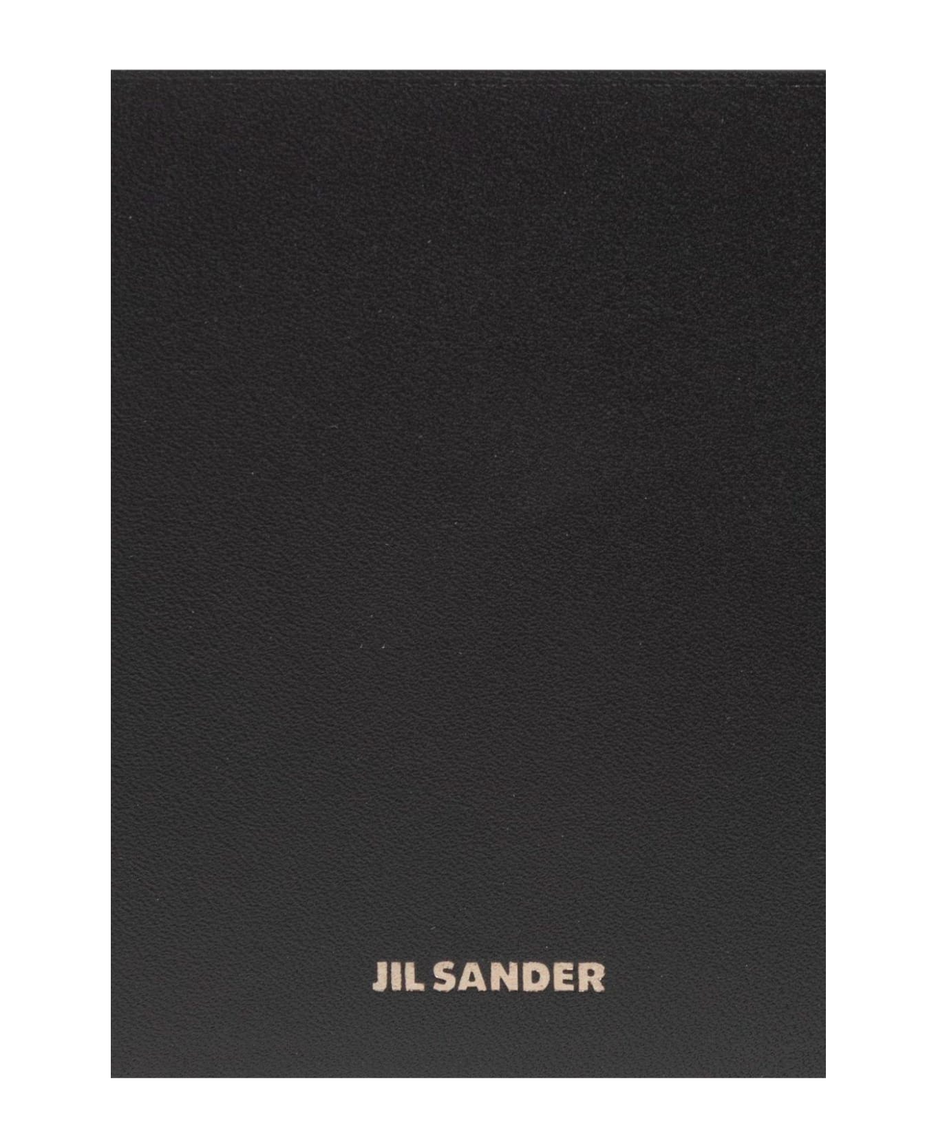 Jil Sander Logo Detailed Bi-fold Wallet - Nero