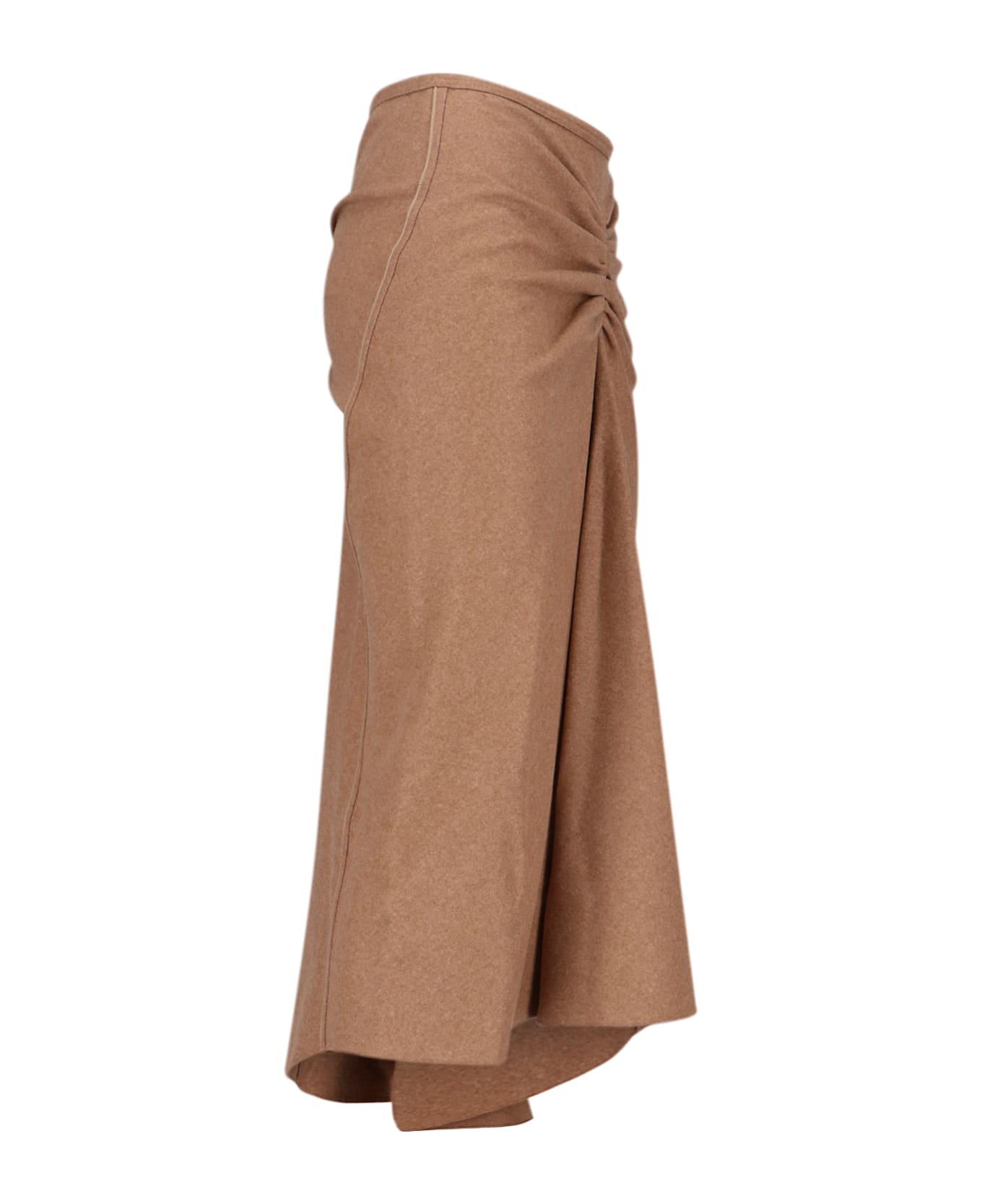 Victoria Beckham Wool And Cashmere Midi Skirt - Brown