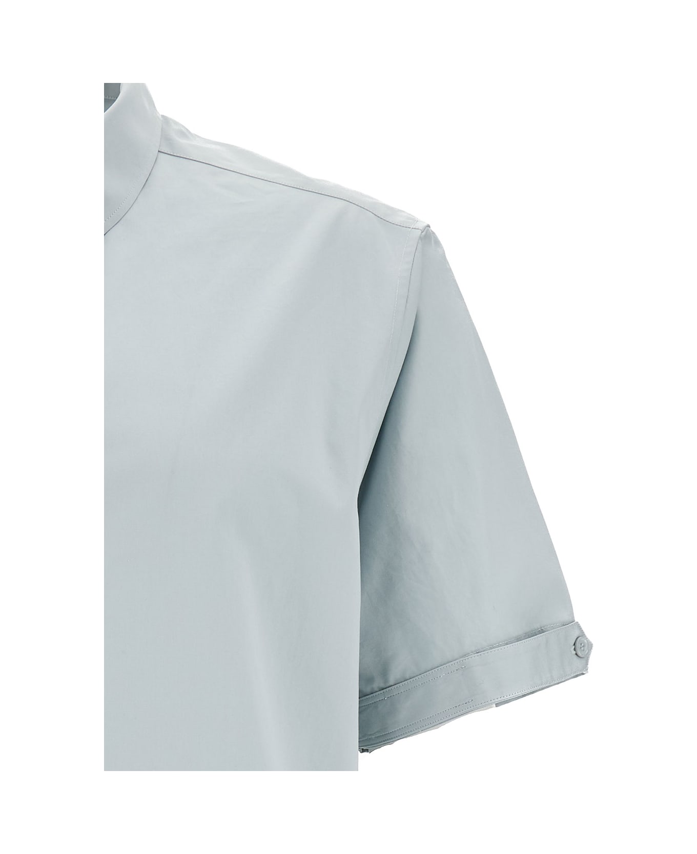 Off-White Short Sleeve Shirt With Button-down Collar - Grey