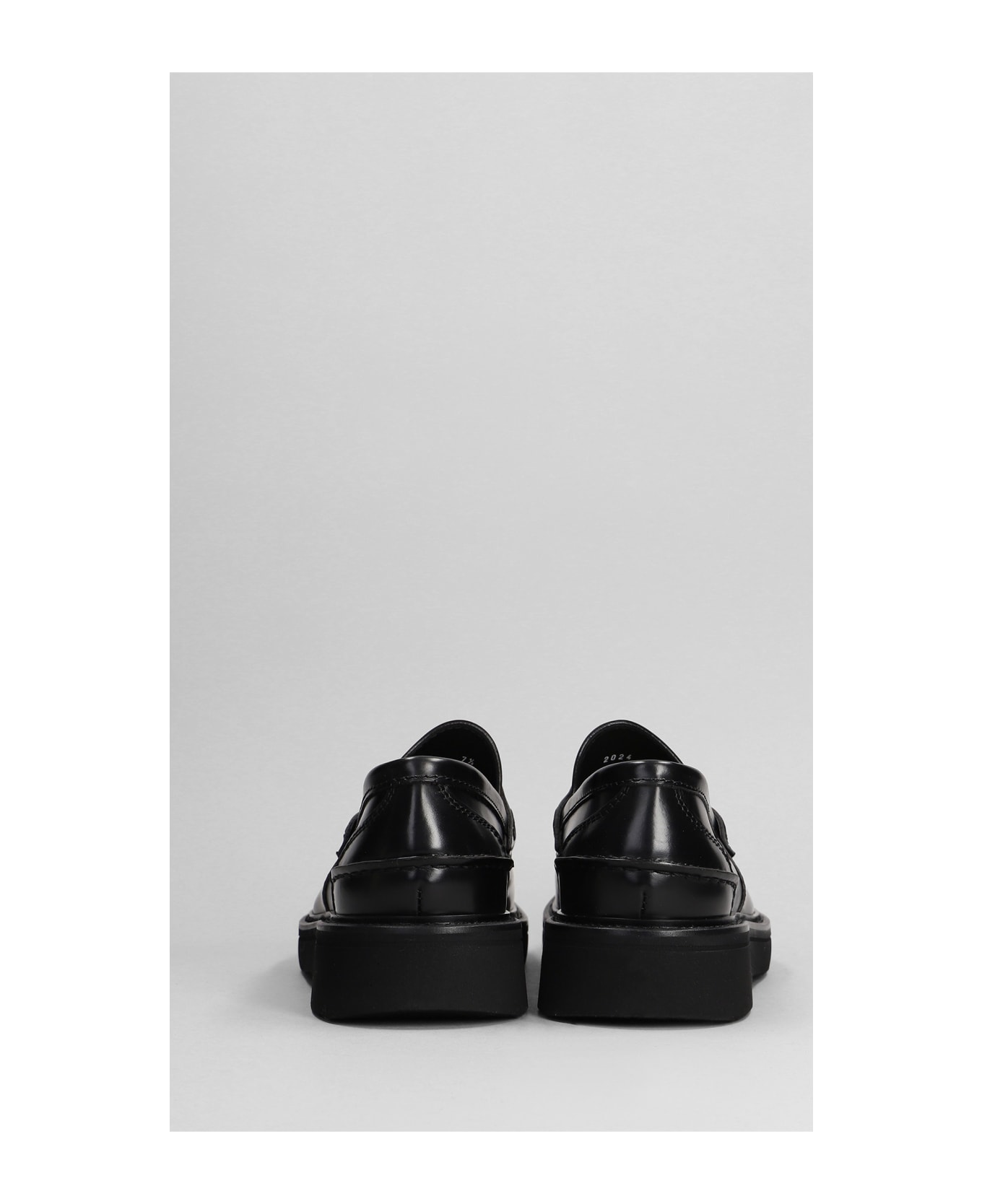 Green George Loafers In Black Leather - black ローファー＆デッキシューズ
