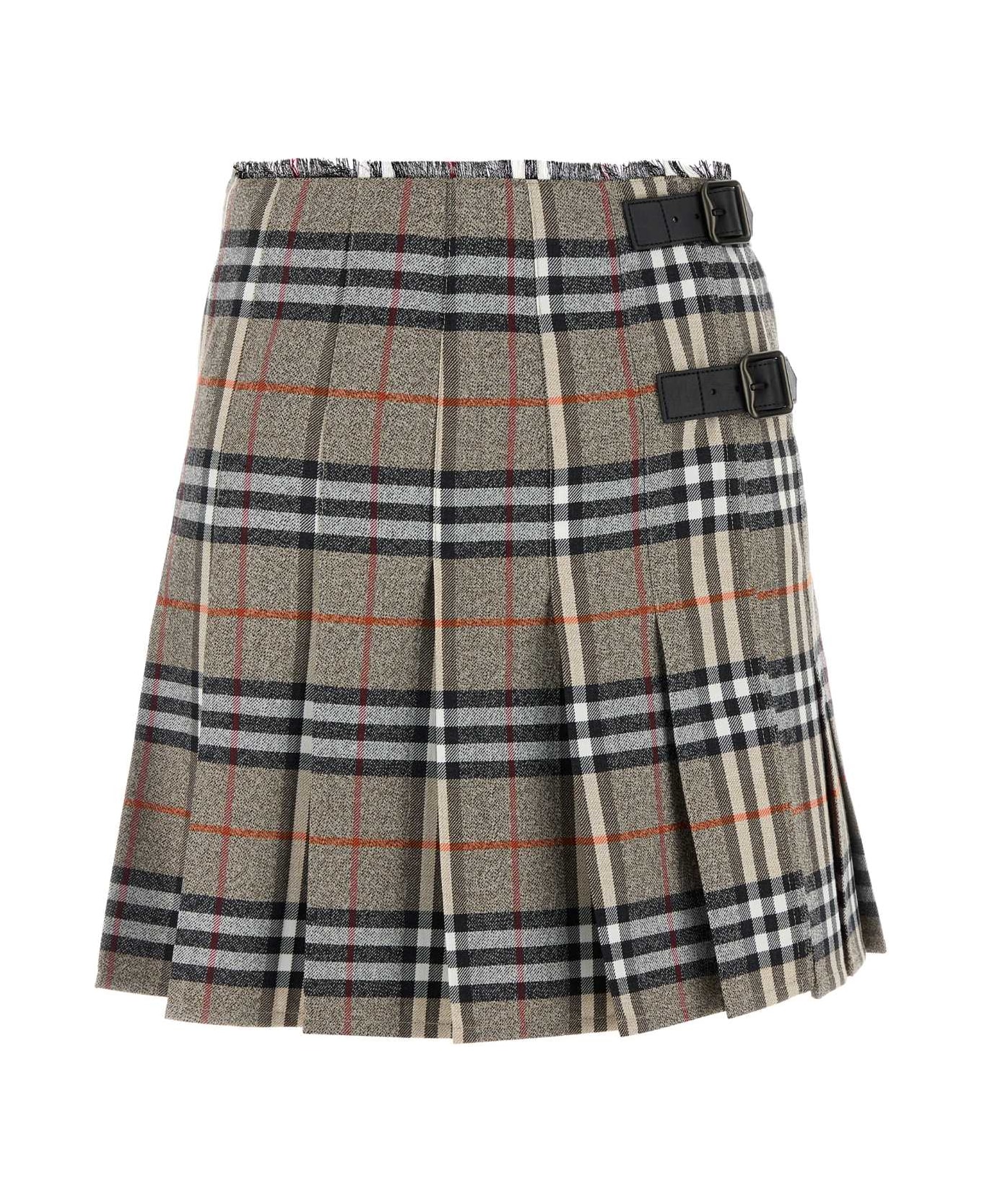 Burberry Embroidered Wool Skirt - CRATERDKCHARCOALC スカート