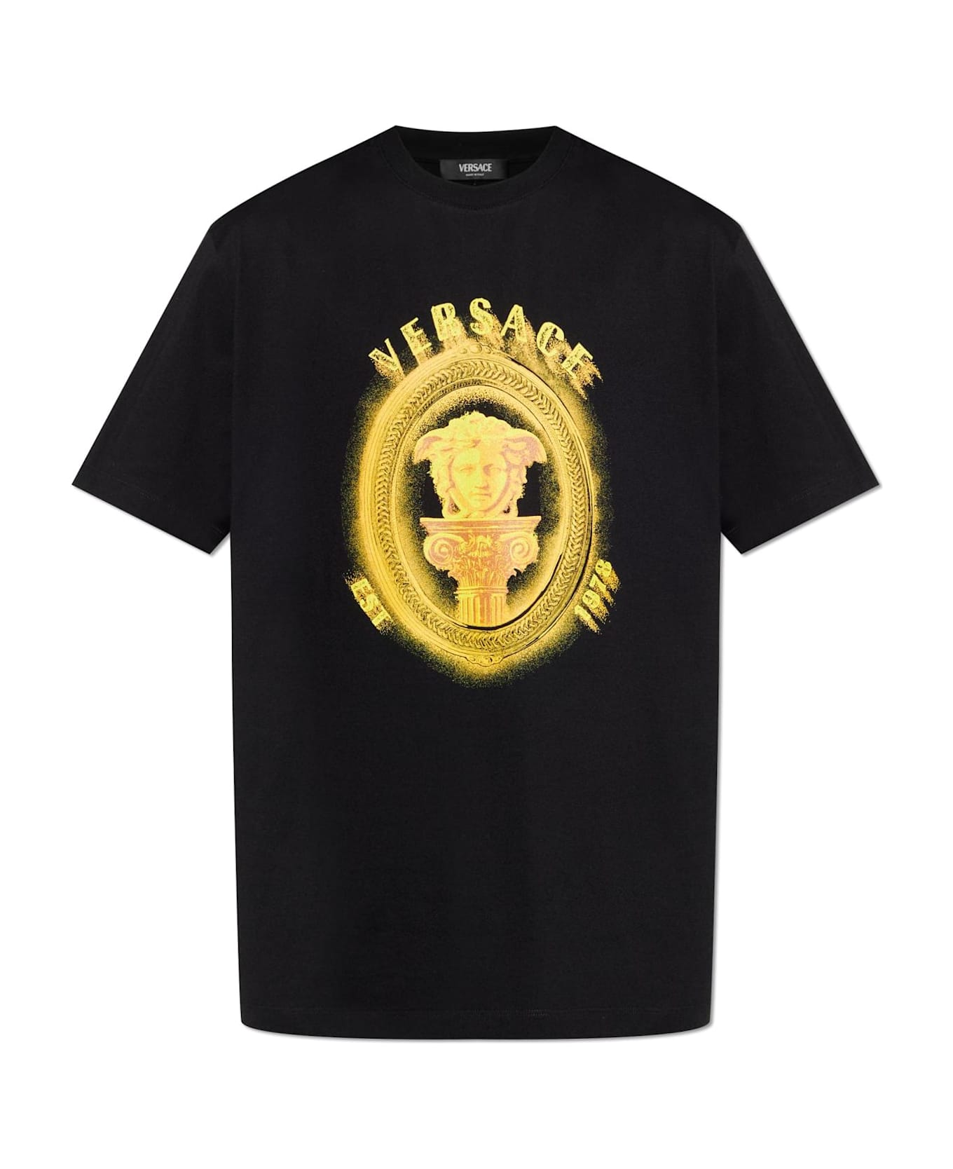 Versace T-shirt With Printed Logo - BLACK
