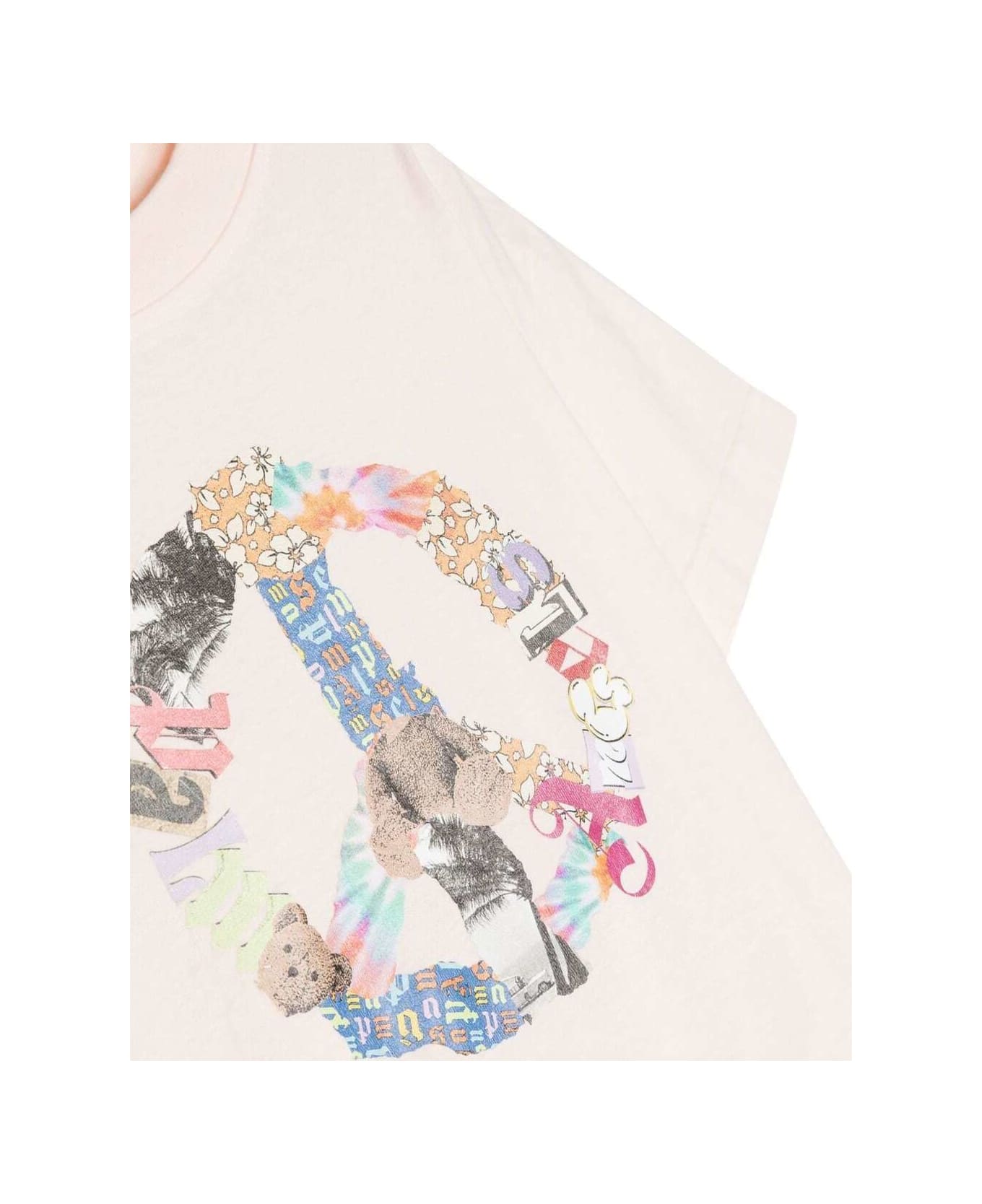 Palm Angels T-shirt With Peace Graphic Print On The Front In Pink Cotton Girl - Pink
