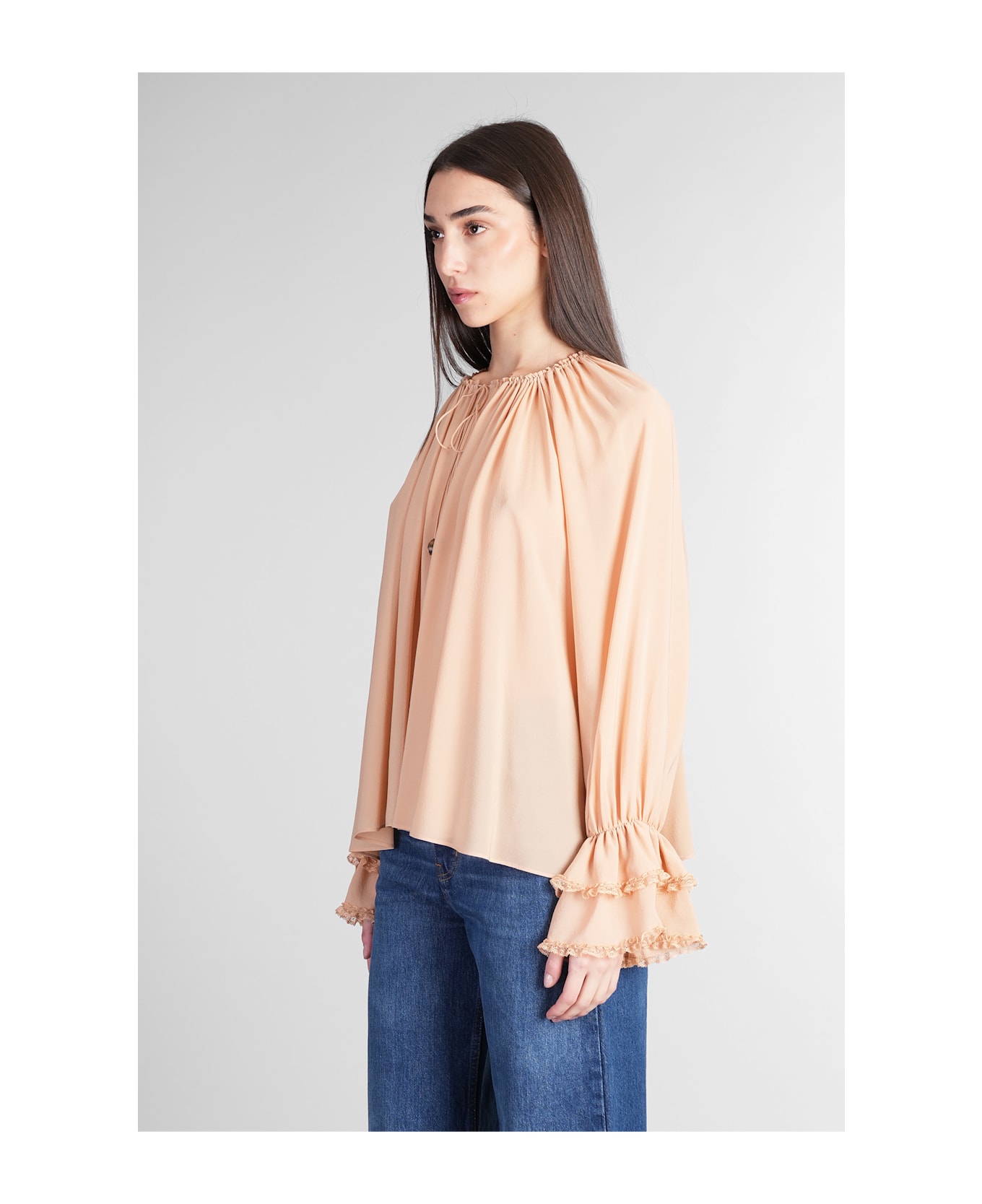 Chloé Blouse In Rose-pink Silk - rose-pink