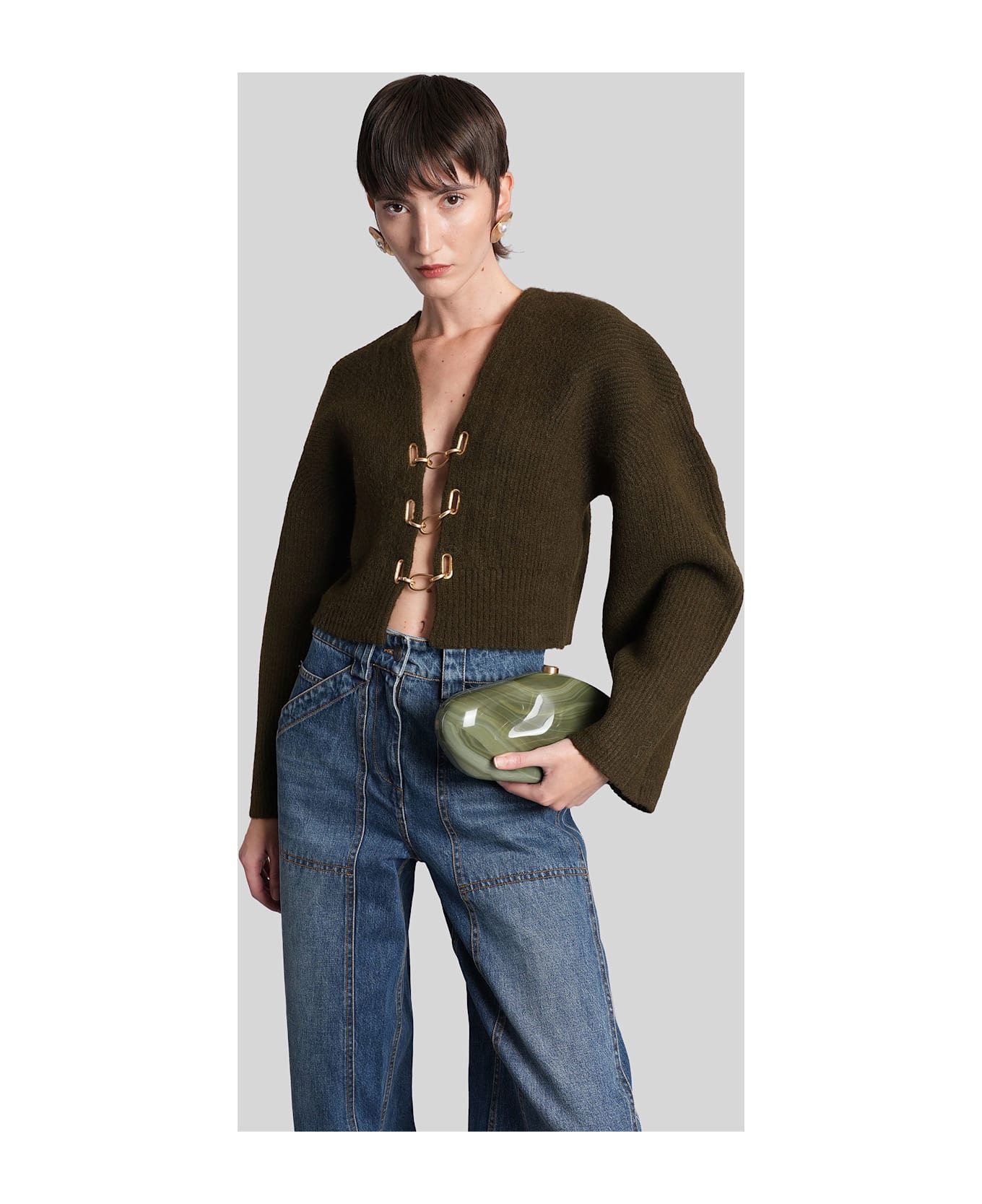 Cult Gaia Mayalu Cardigan In Green Acrylic - green