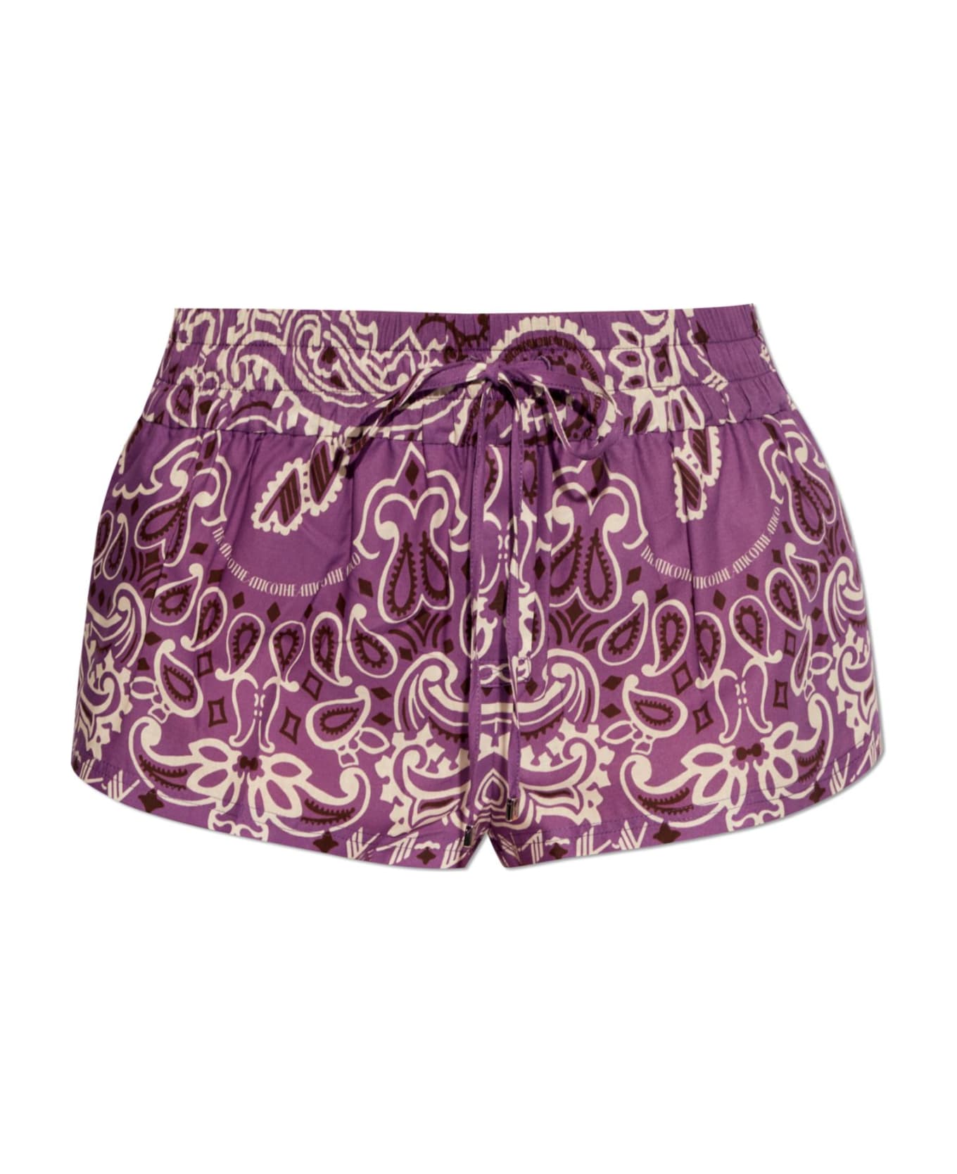 The Attico Paisley Print Drawstring Waist Shorts - Purple/Brown/White