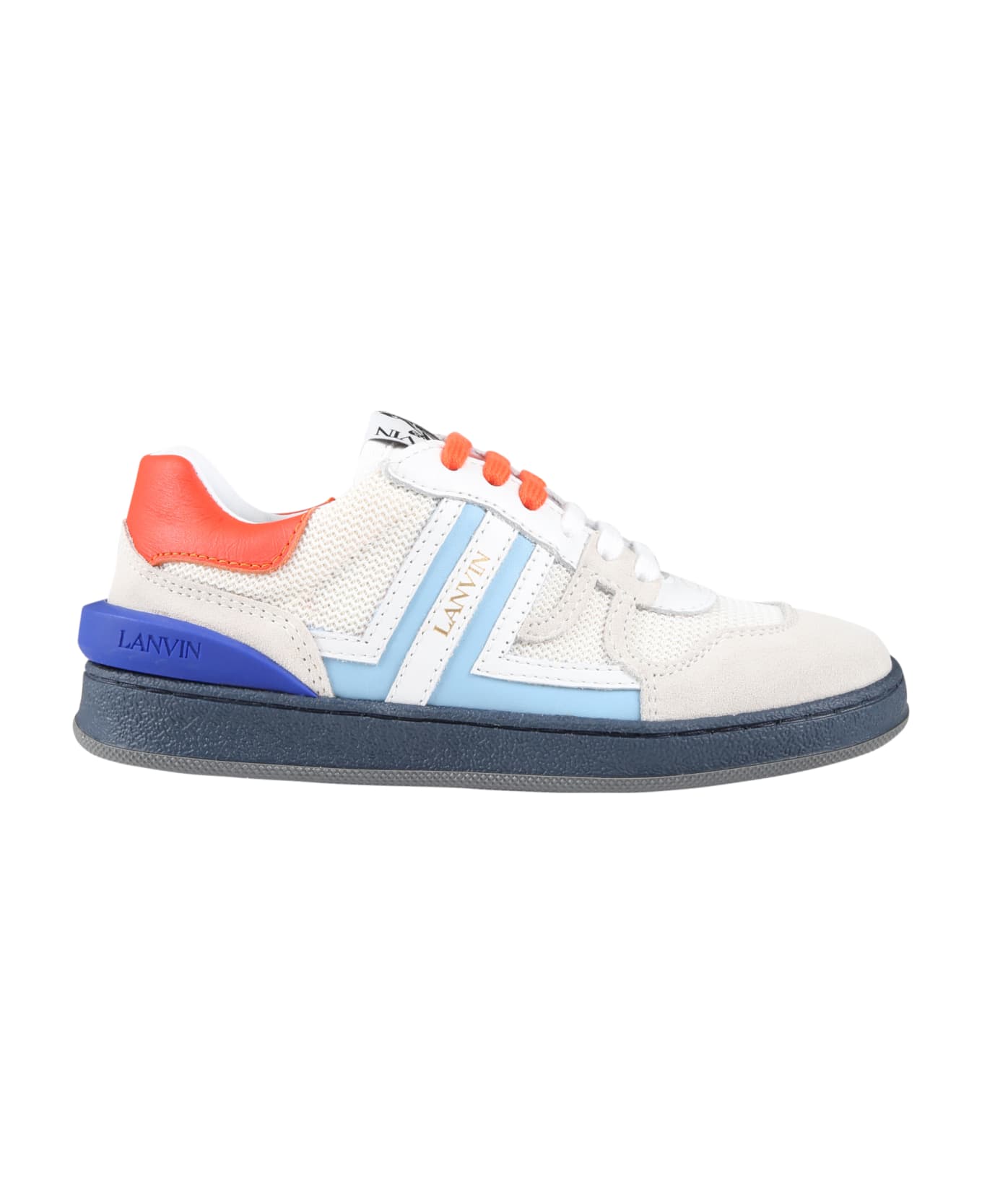 Lanvin White Sneakers For Boy With Logo - Blue
