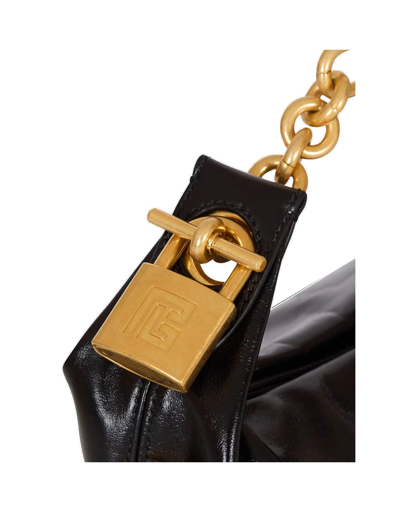 Balmain 
sync
 Black Mini Handbag With Chain-link And Logo Plaque In Leather Woman - Black