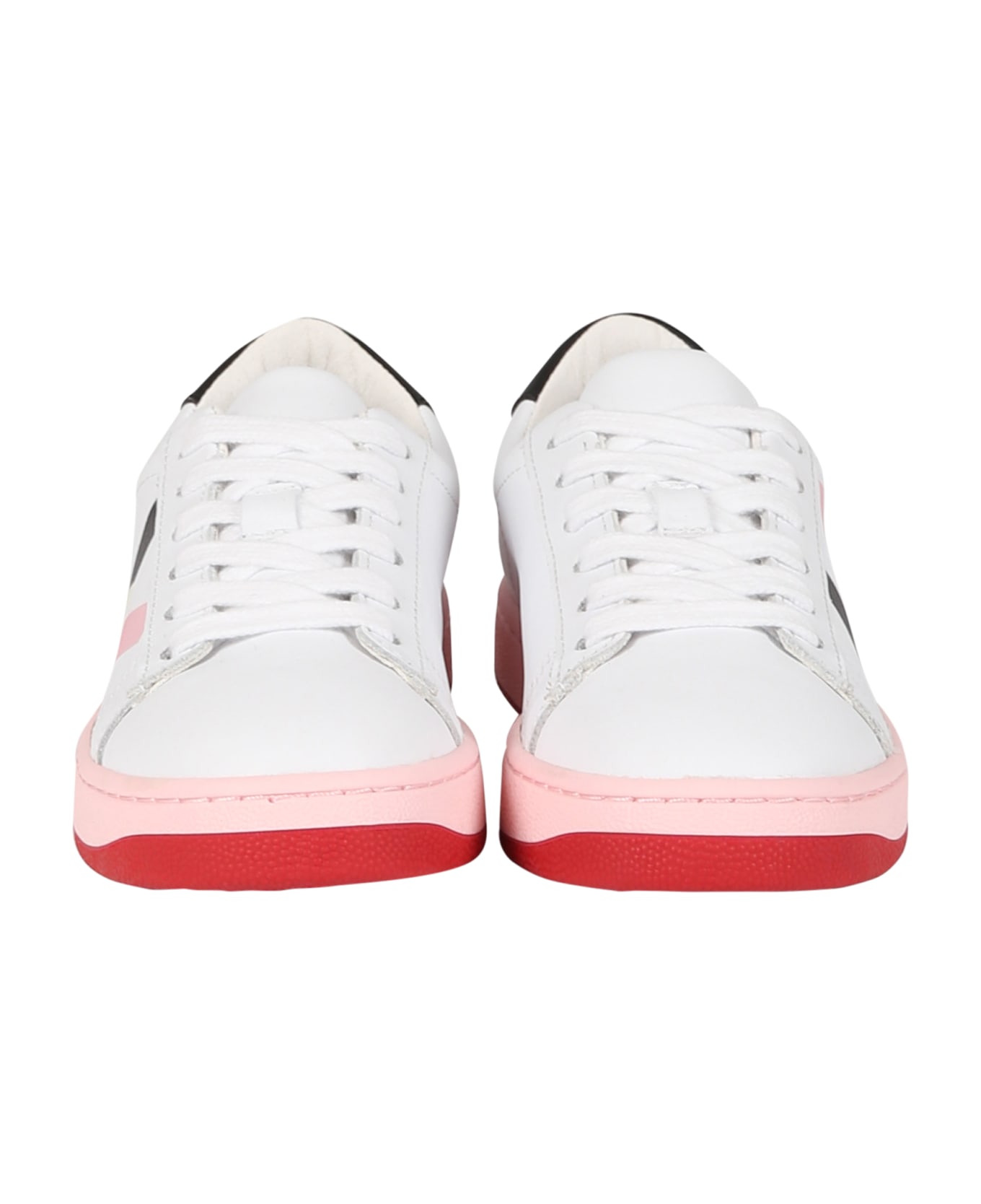 Kenzo Kids White Sneakers For Girl With Logo - White