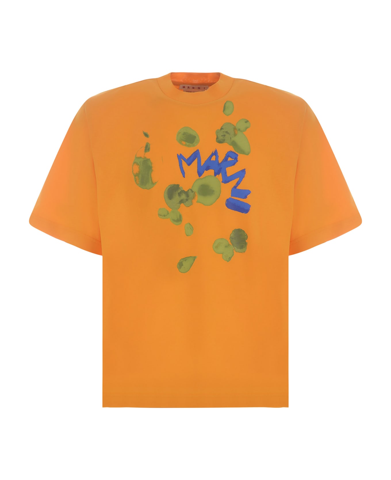 Marni Logo Print Cotton T-shirt - Light orange