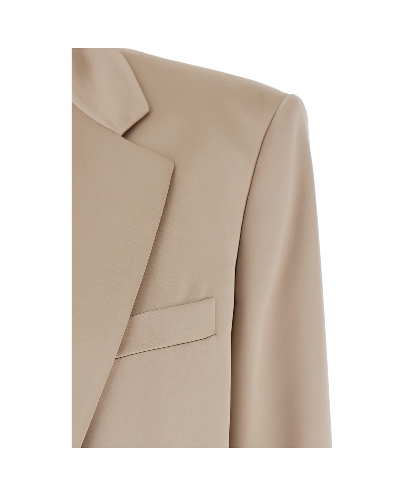 The Andamane 
guia
 Beige Single-breasted Jacket With Notched Revers And Shoulder Pads In Wool Blend Stretch Woman - Beige