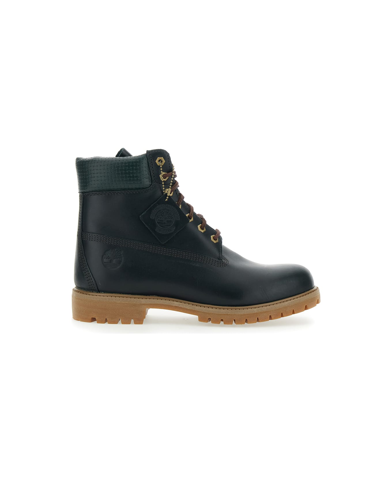 Timberland Green Water-proof Boots With Logo Plate In Leather Man - Green