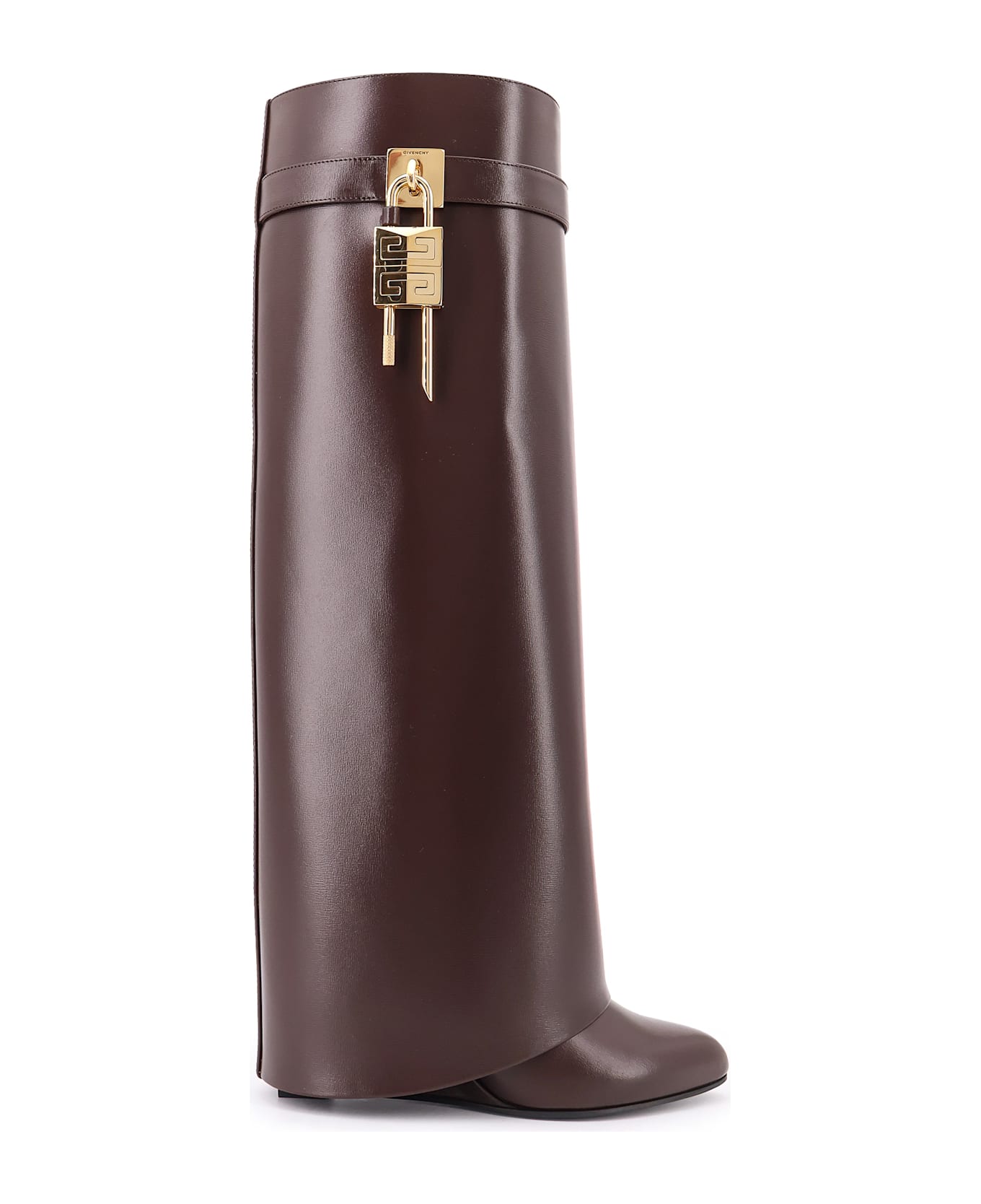 Givenchy Shark Lock Leather Boots - EBONY BROWN ブーツ