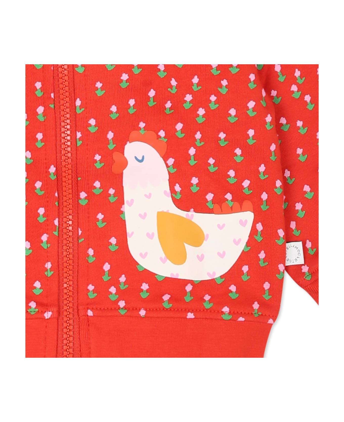 Stella McCartney Kids Red Sweatshirt For Baby Girls With Chickens And Flowers - Red ニットウェア＆スウェットシャツ