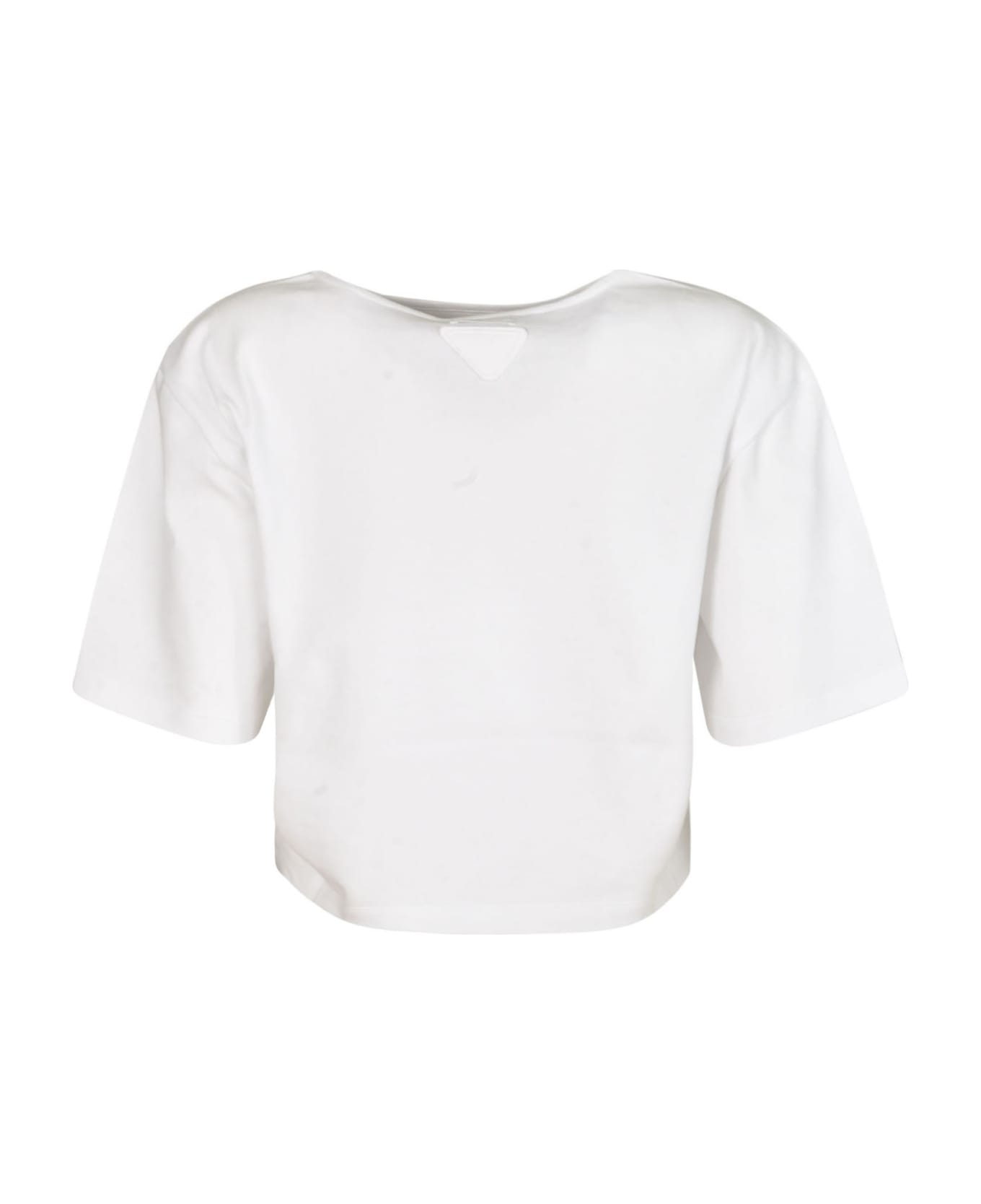 Prada Logo Cropped T-shirt - White