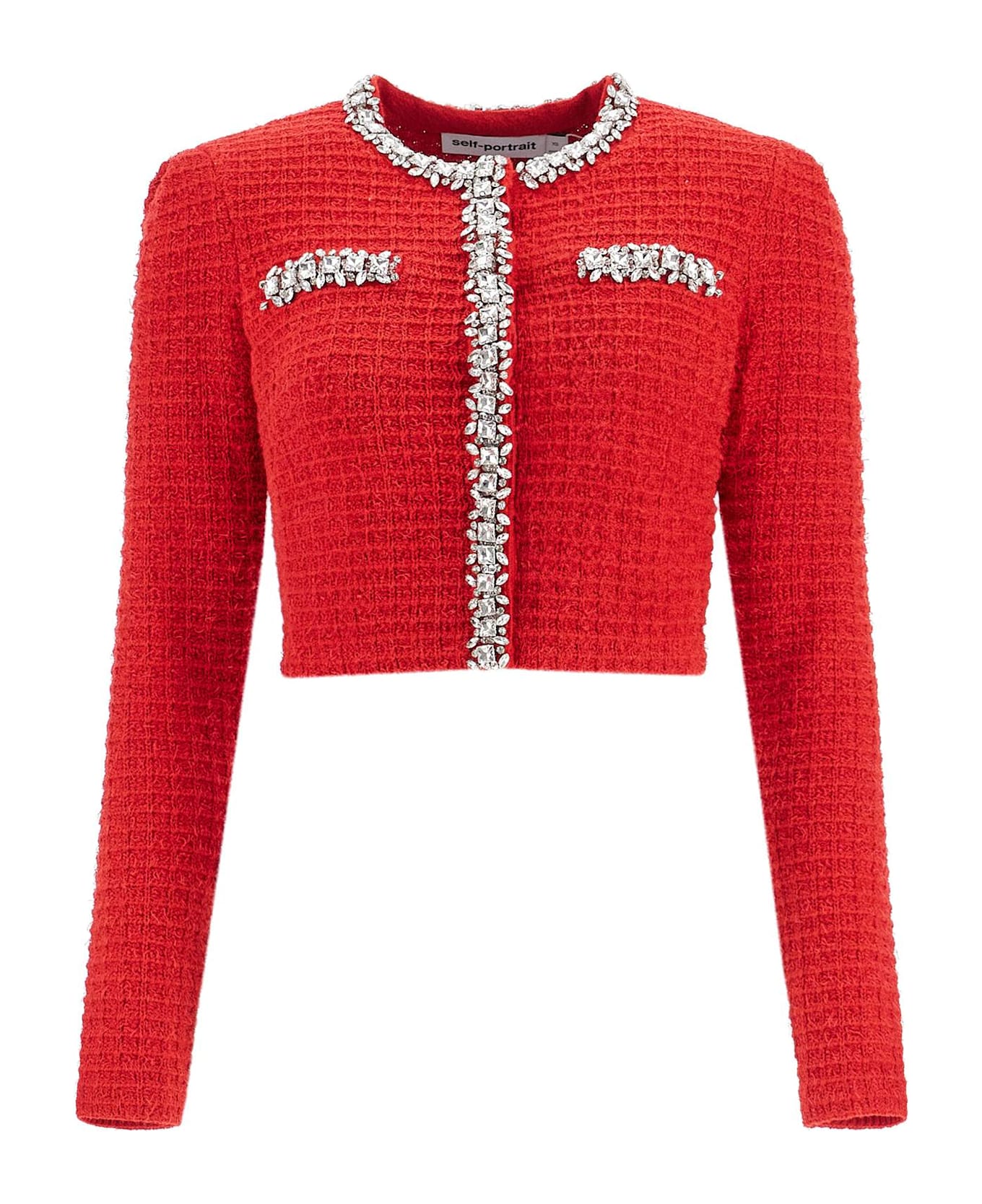 self-portrait Knit Jacket - RED (Red)