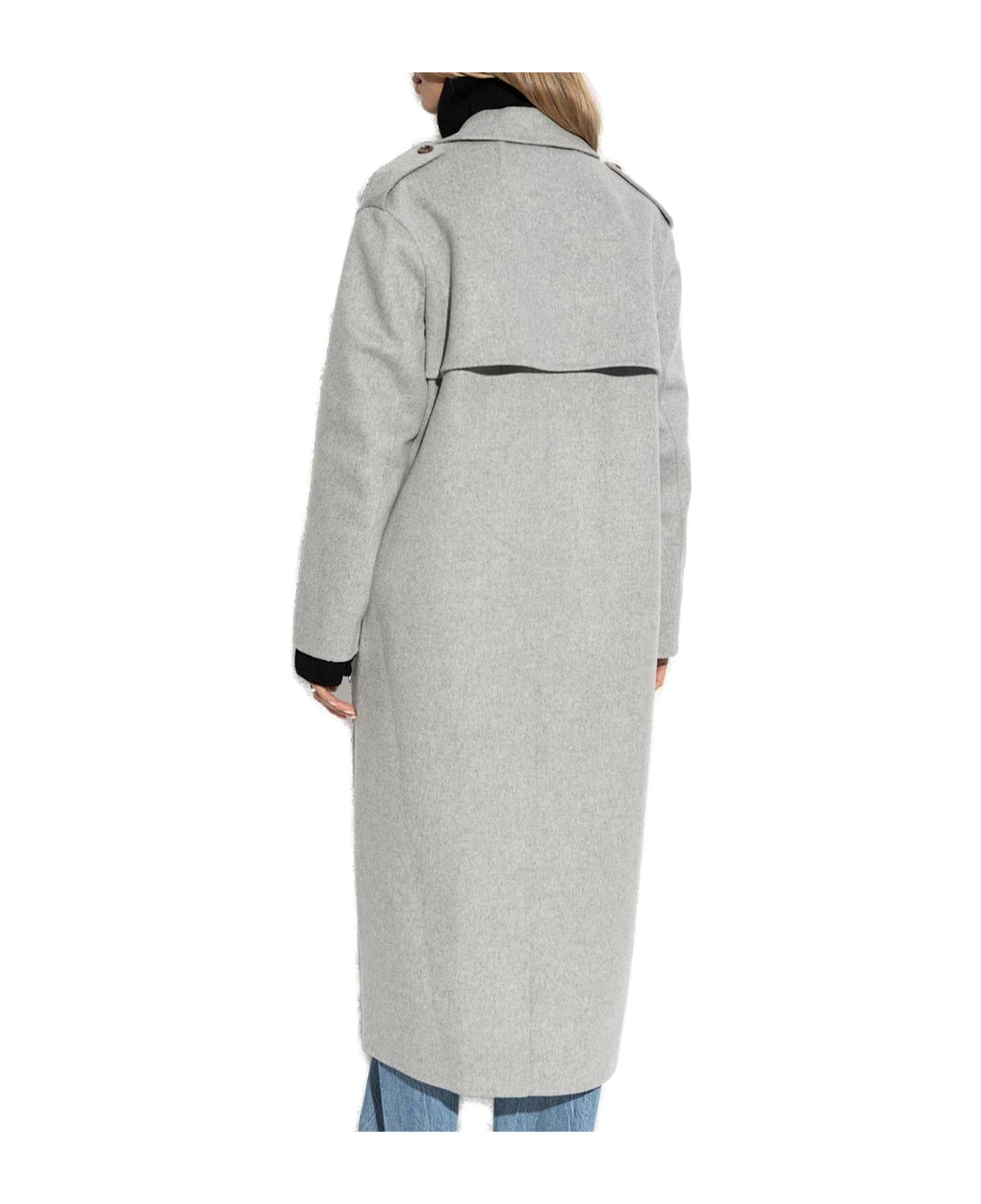 Theory Double-breasted Long-sleeved Coat - GREY