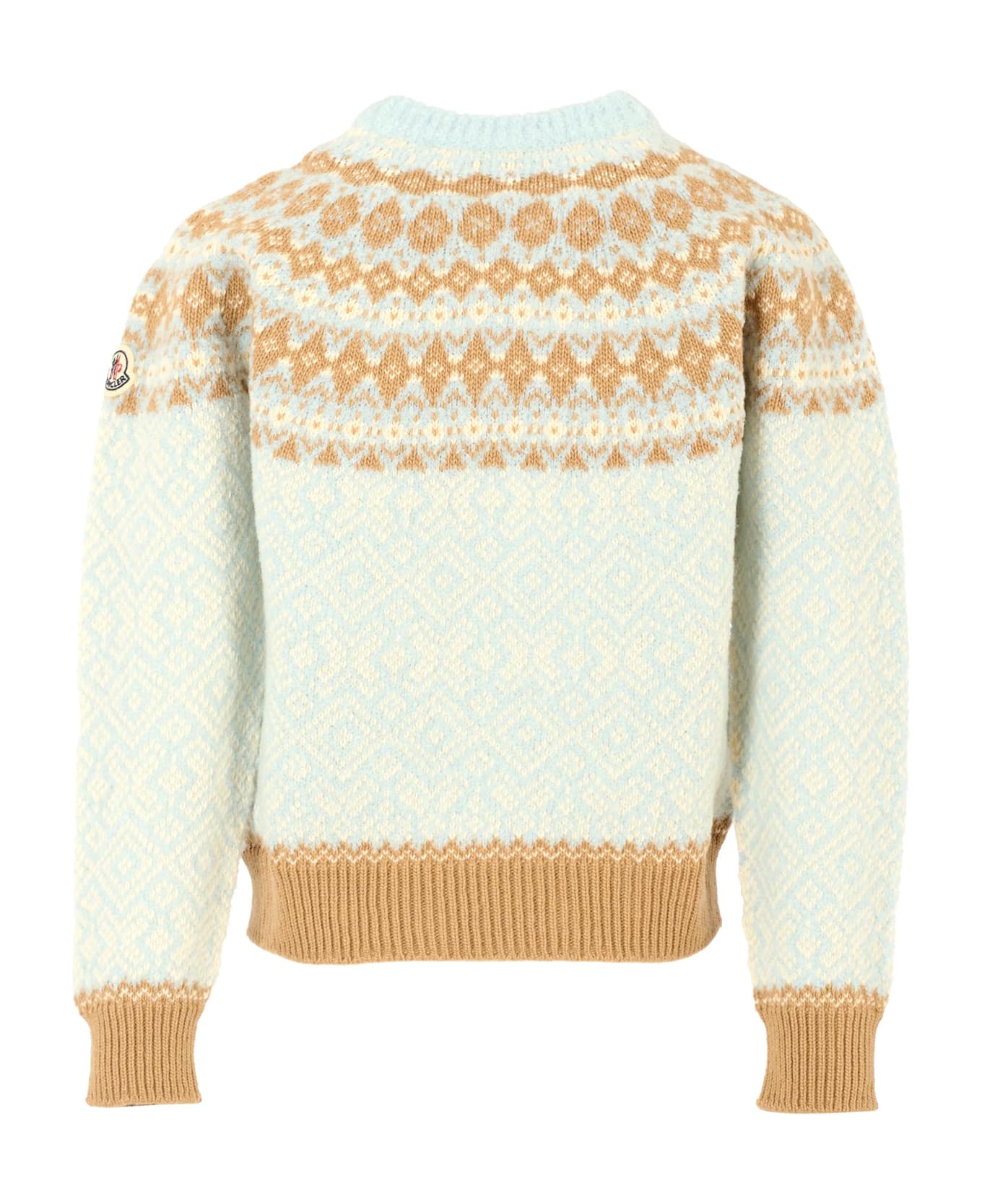 Moncler Light Blue Sweater For Girl With Logo - Multicolor