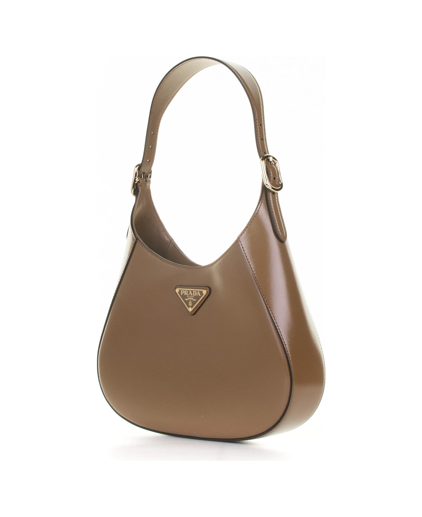 Prada Brown Leather Shoulder Bag - CANNELLA